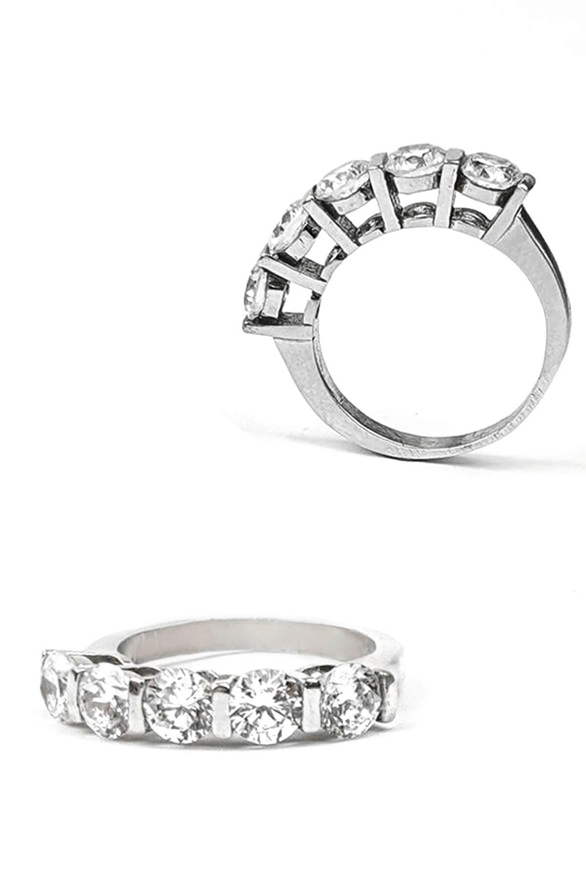 pırlanta ışıltısında swarovski taşlı gümüş beş taş yüzük 