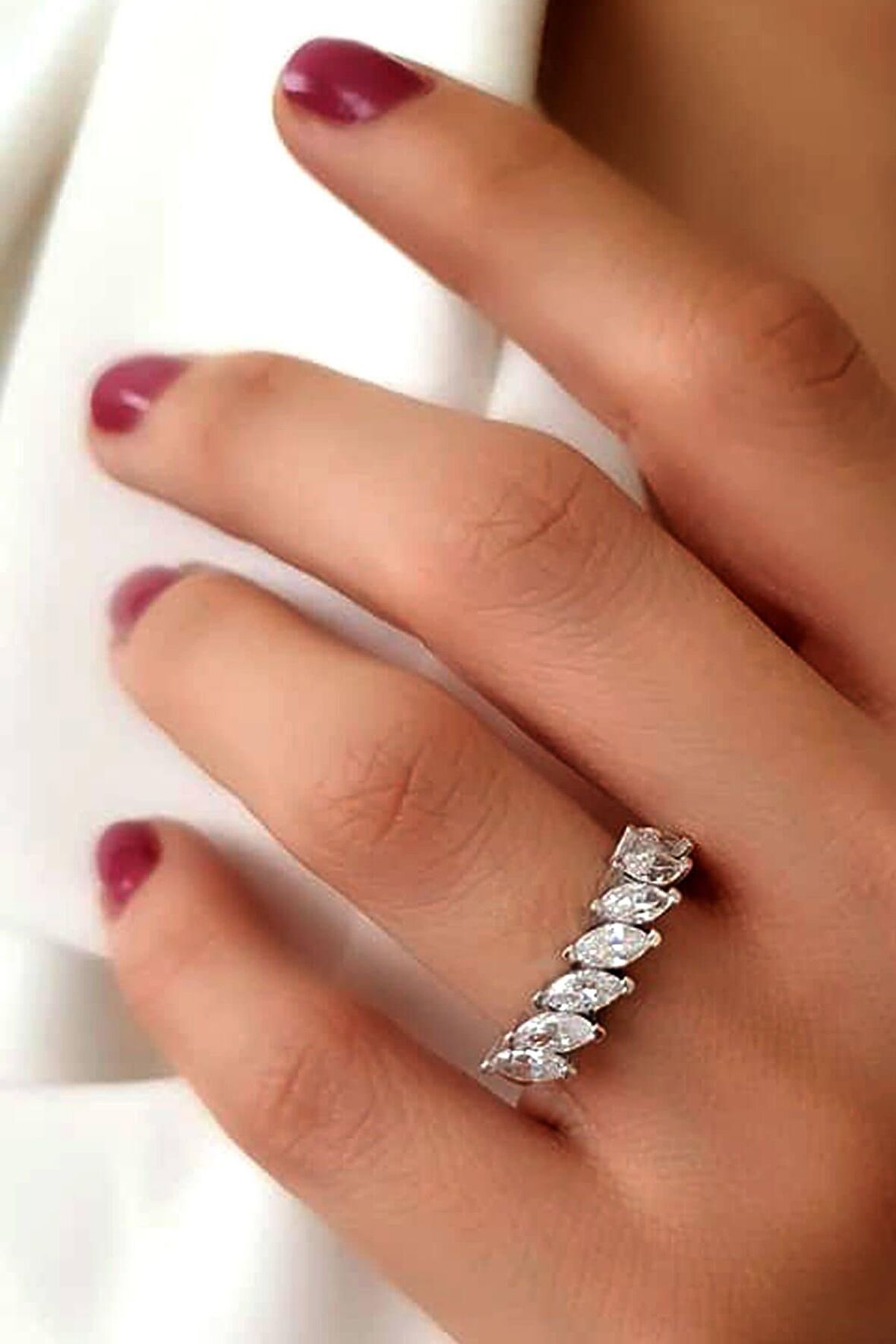 SKY DIAMOND Gümüş Yarım tur yüzük