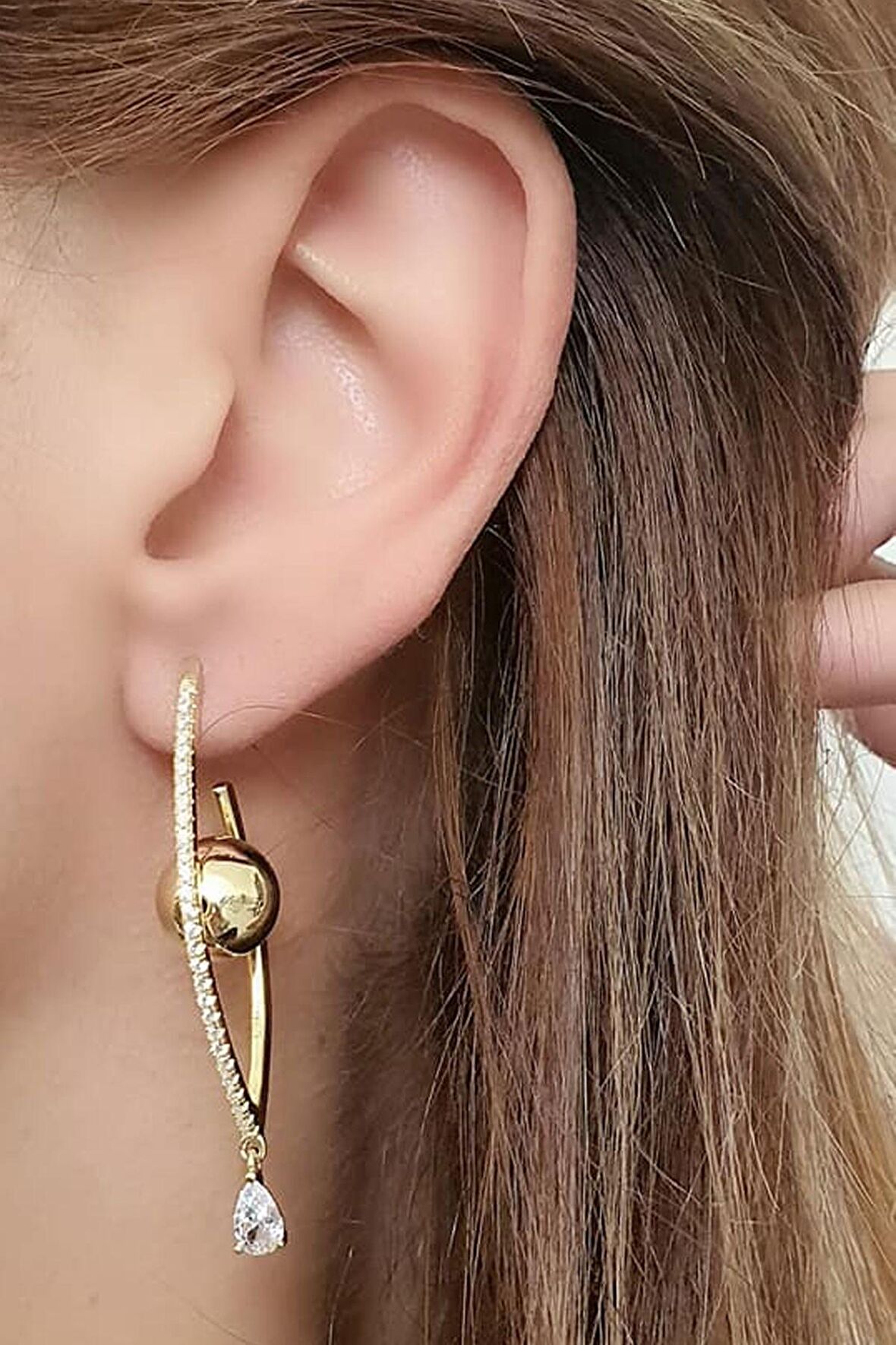 İtalyan tasarimi altın kaplama gümüş tasarım küpe 