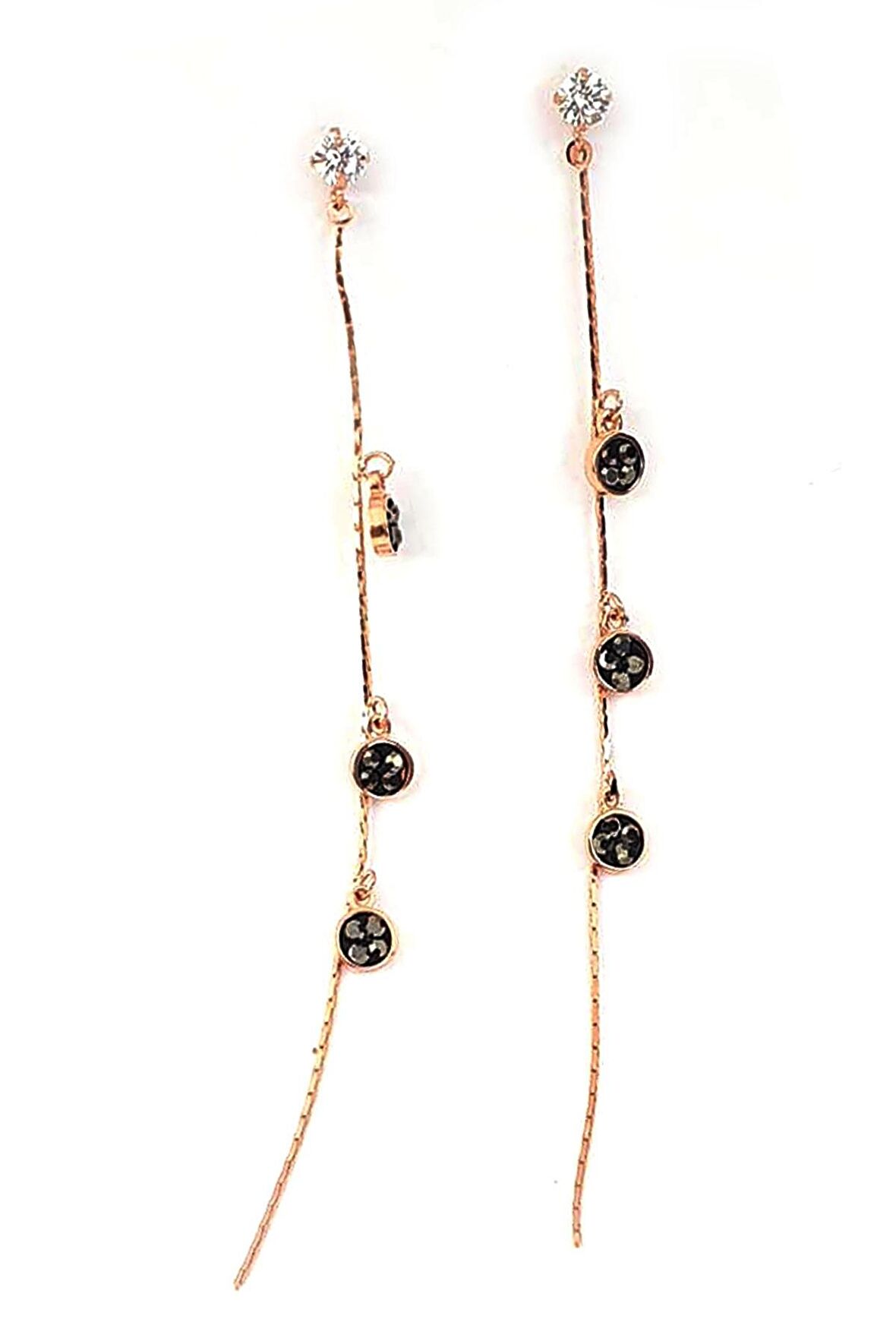 Swarovski taşlı gümüş rose küpe