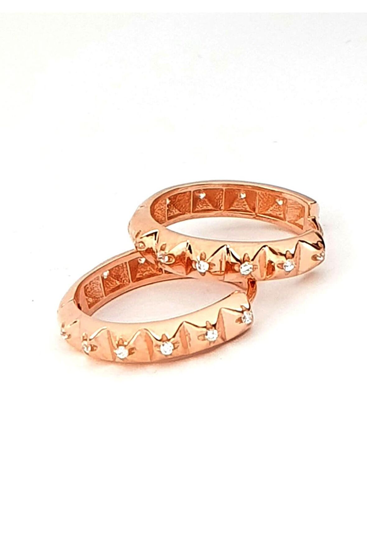 Zirkon taşlı gümüş rose halka küpe