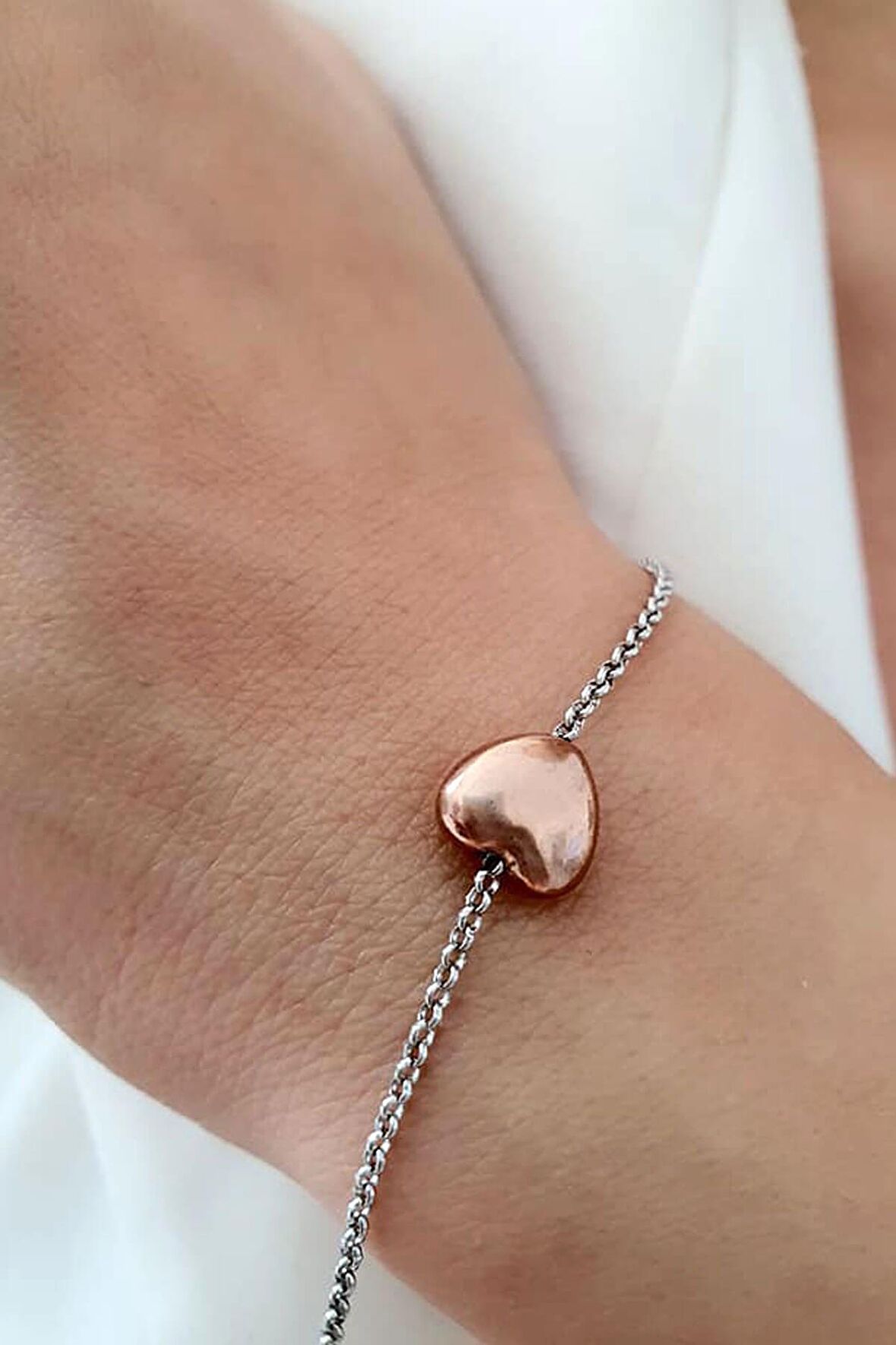 Kalp figürlü gümüş italyan tasarımı bileklik