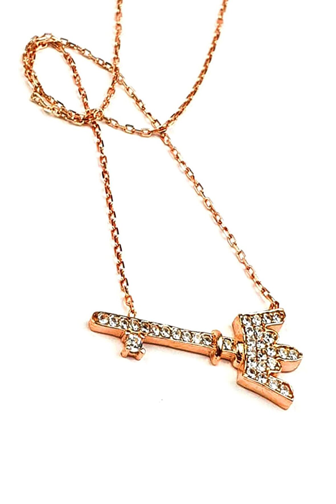 Anahtar figürlü gümüş rose kolye