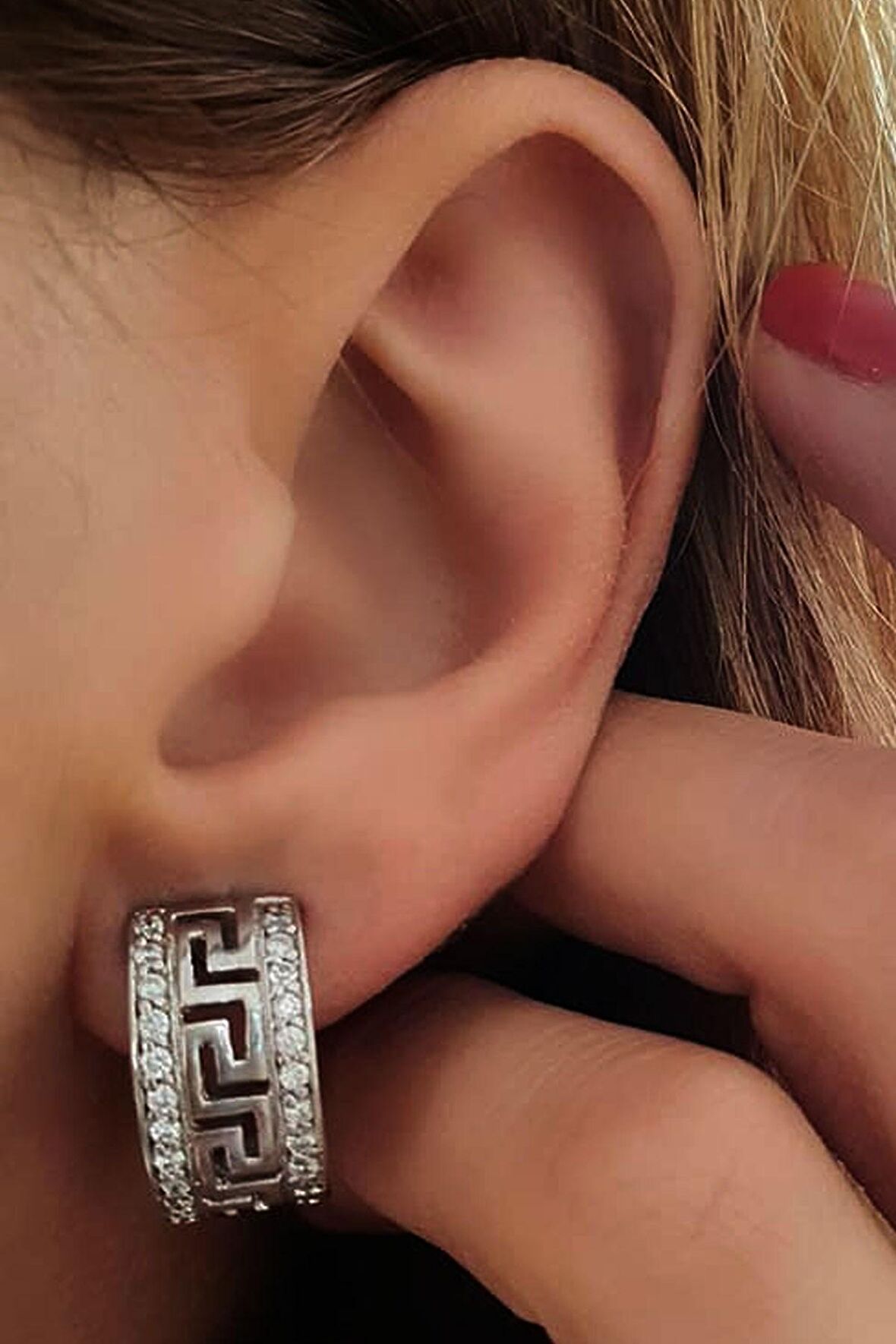 italyan tasarımı zirkon taşlı gümüş küpe 