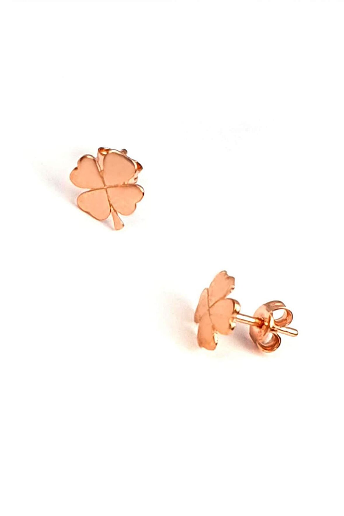 yonca figürlü gümüş rose minimal küpe