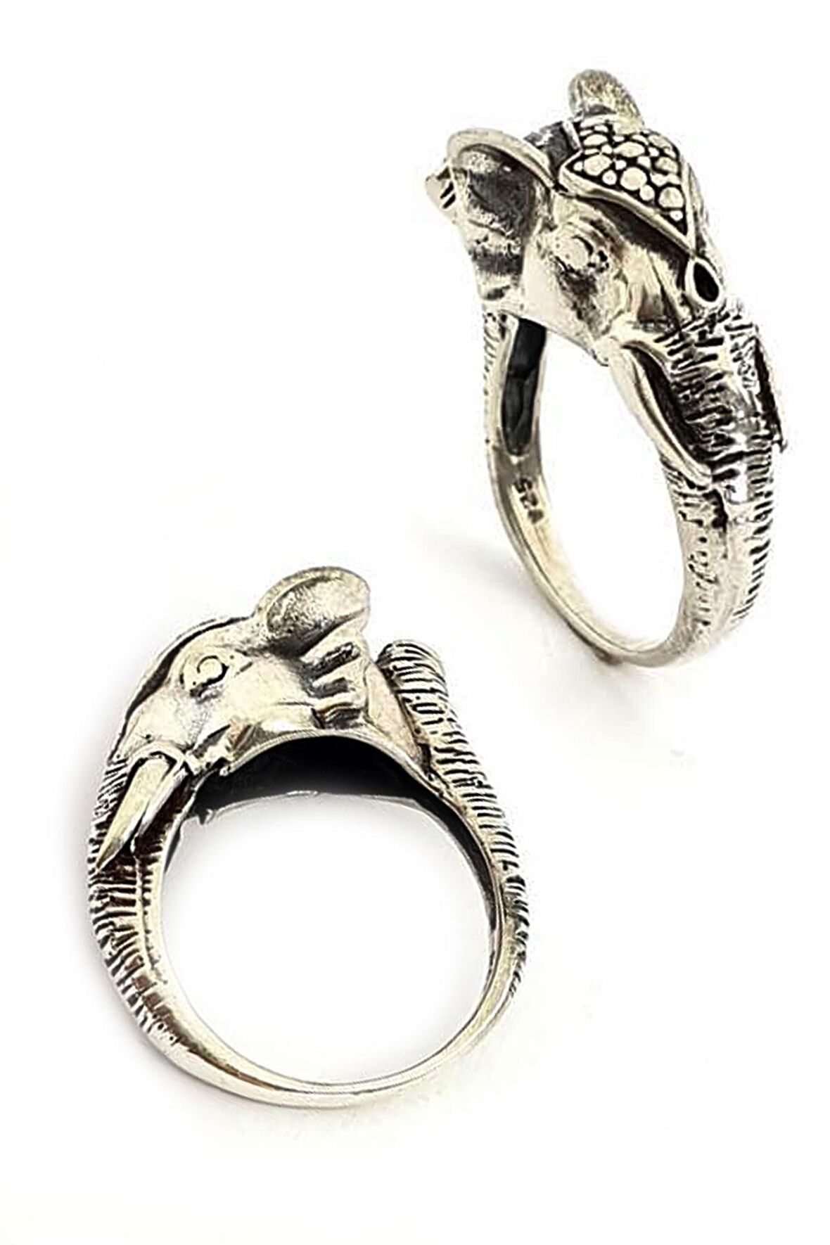 Fil figürlü gümüş tasarım yüzük