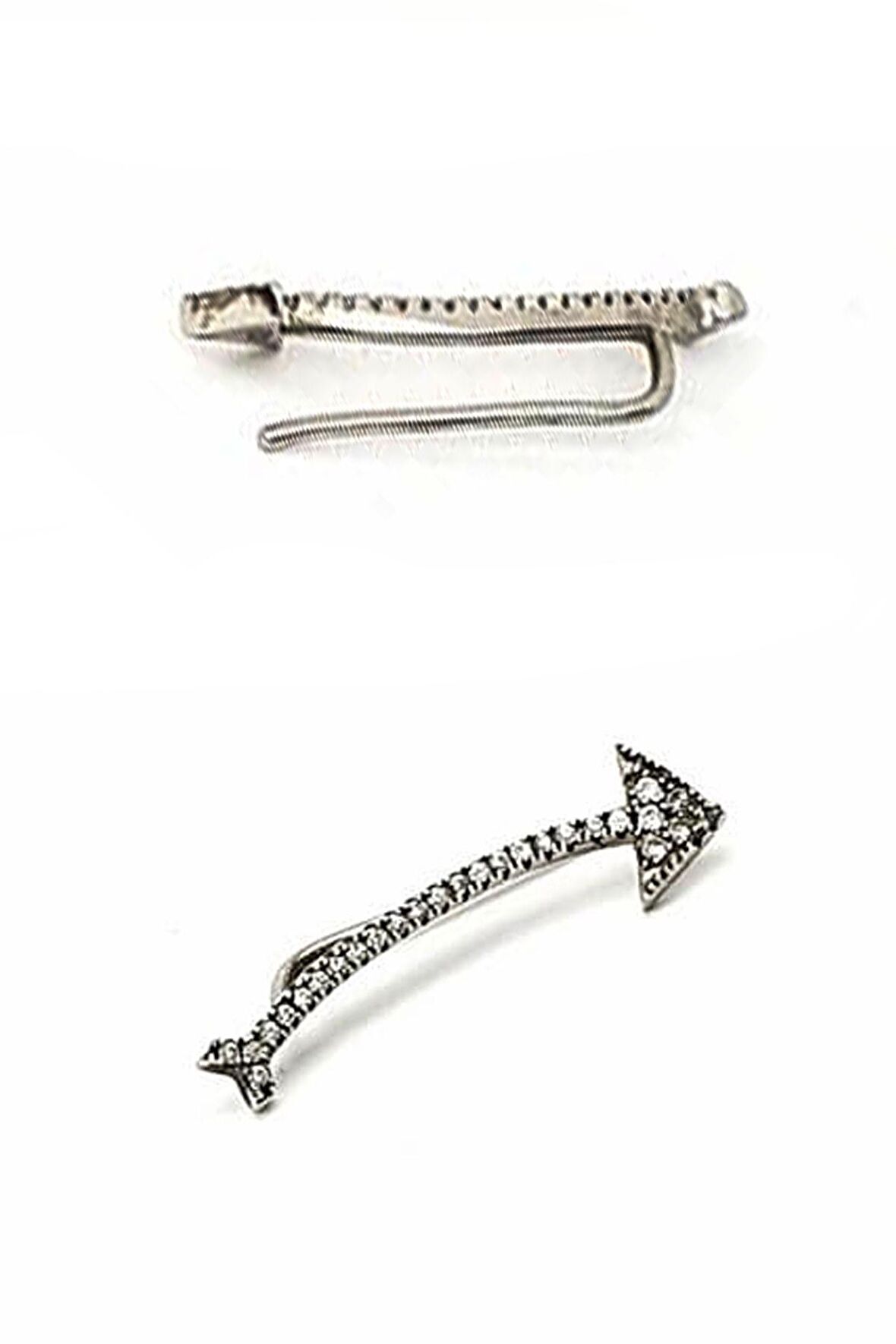 Ok figürlü gümüş tek earcuff küpe 