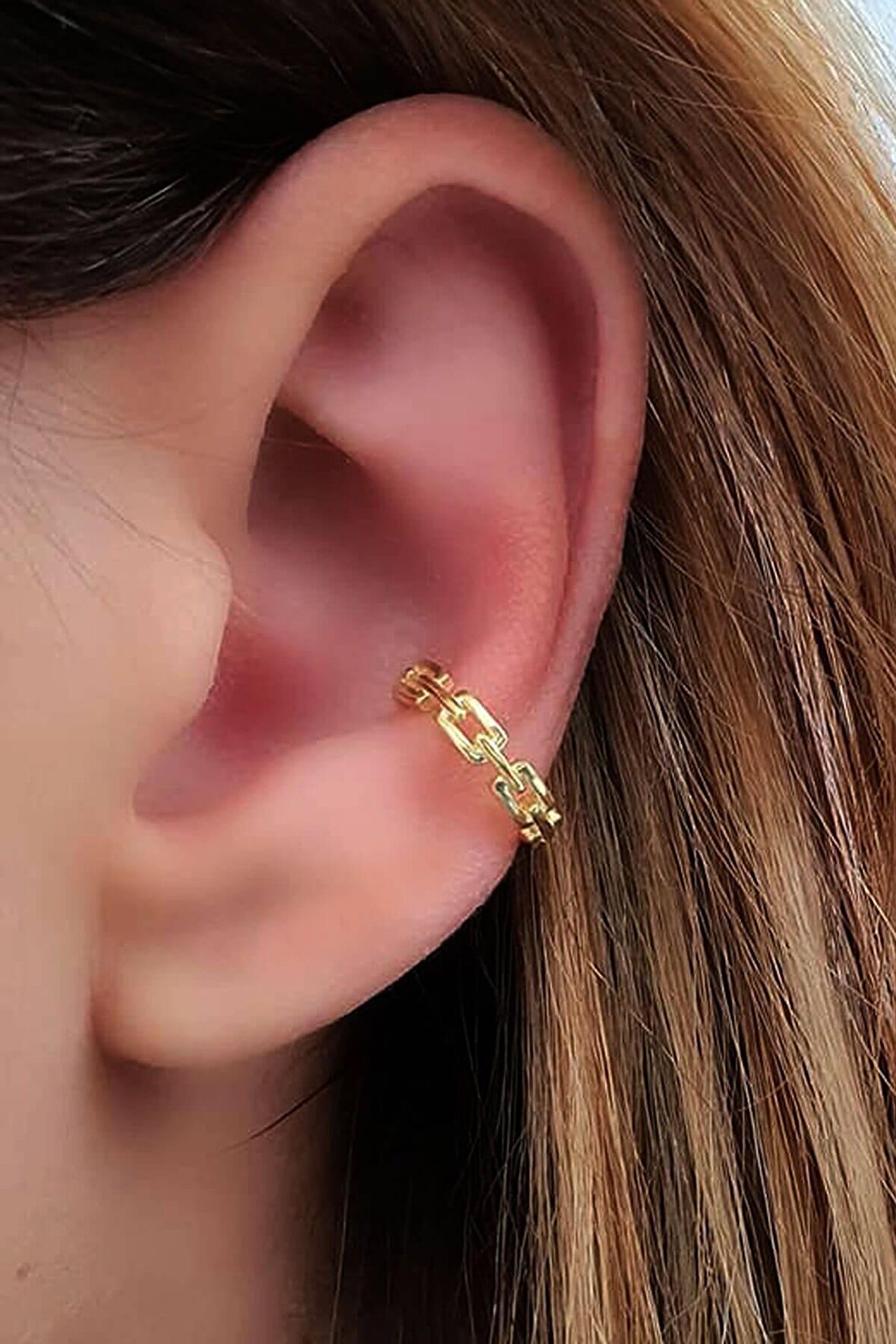 Gümüş üzerine altın kaplama trend kıkırdak küpe 