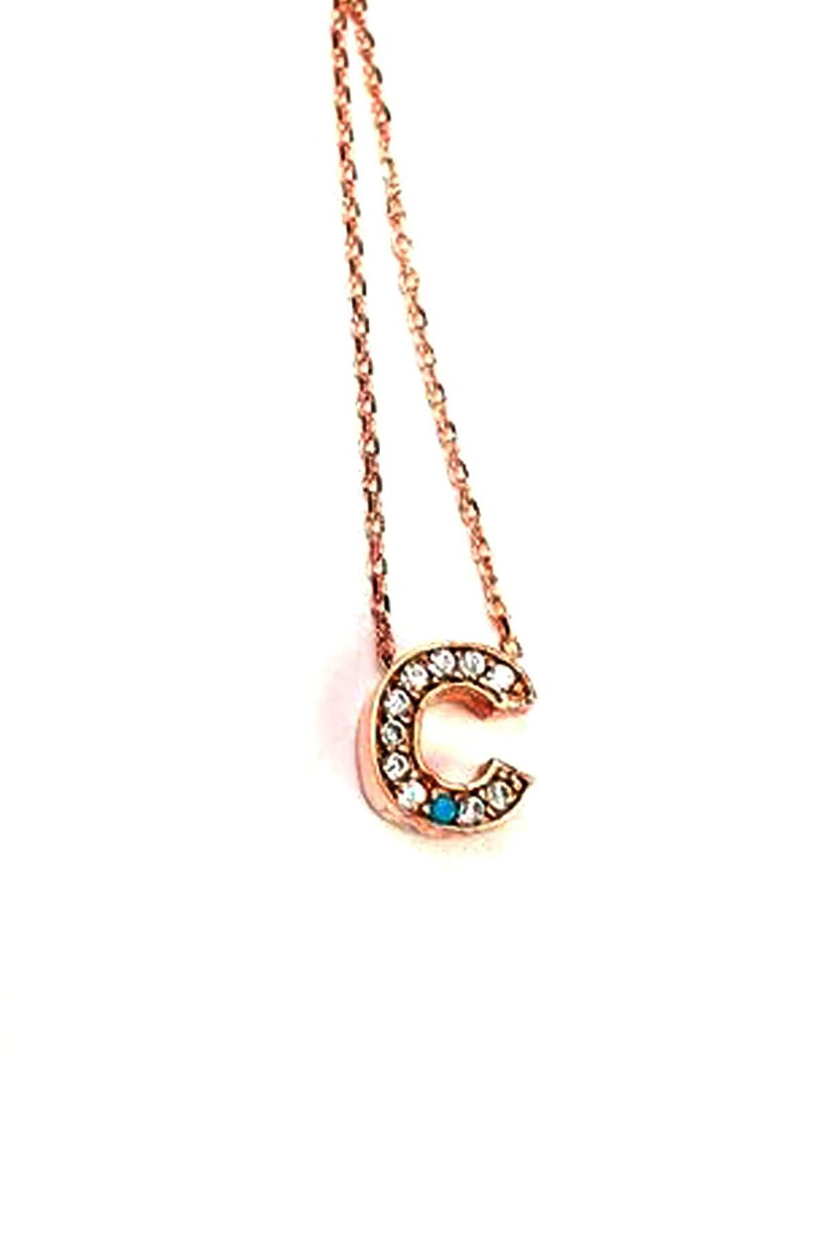 ç harfi gümüş rose minimal kolye