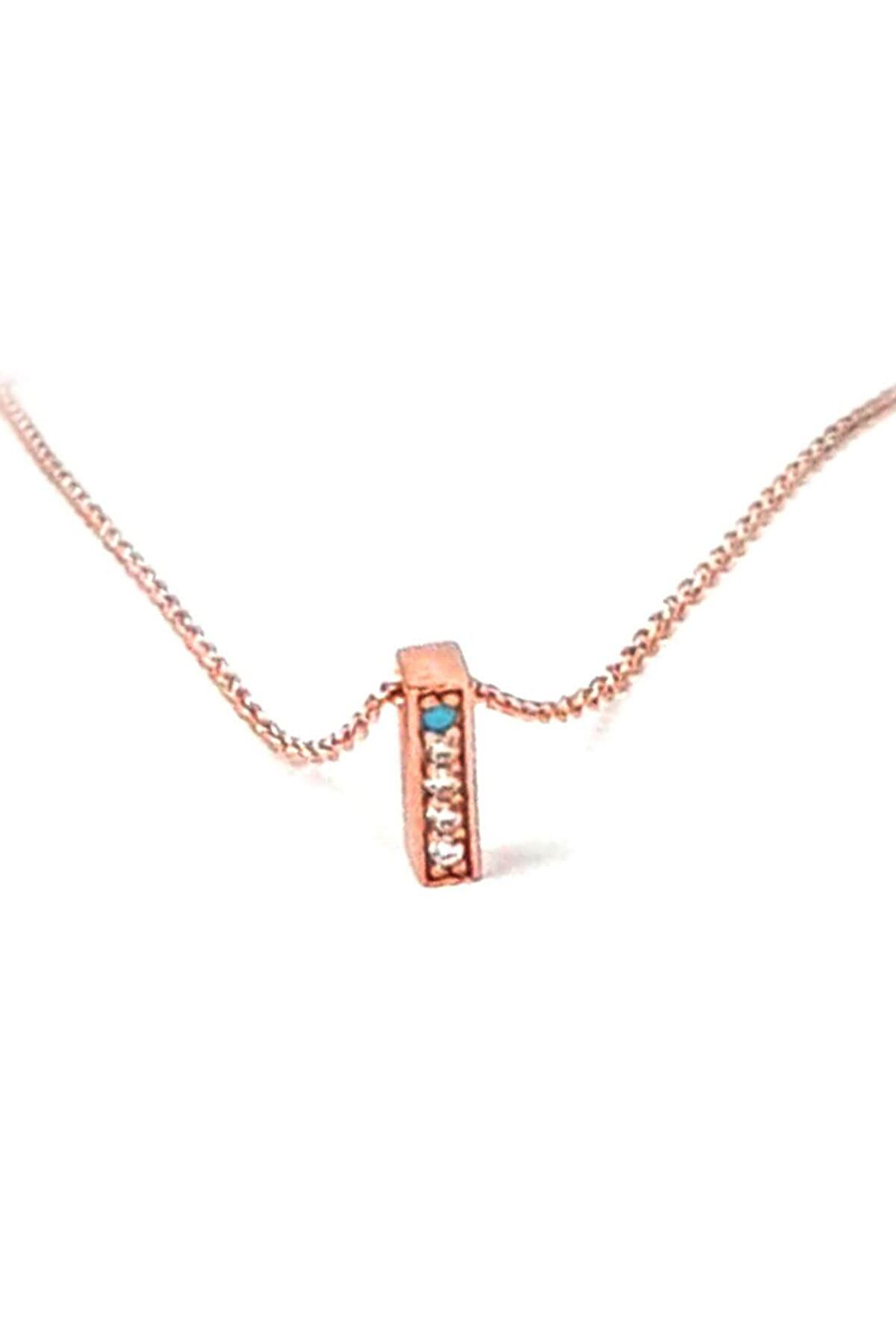 İ harfi gümüş rose minimal kolye