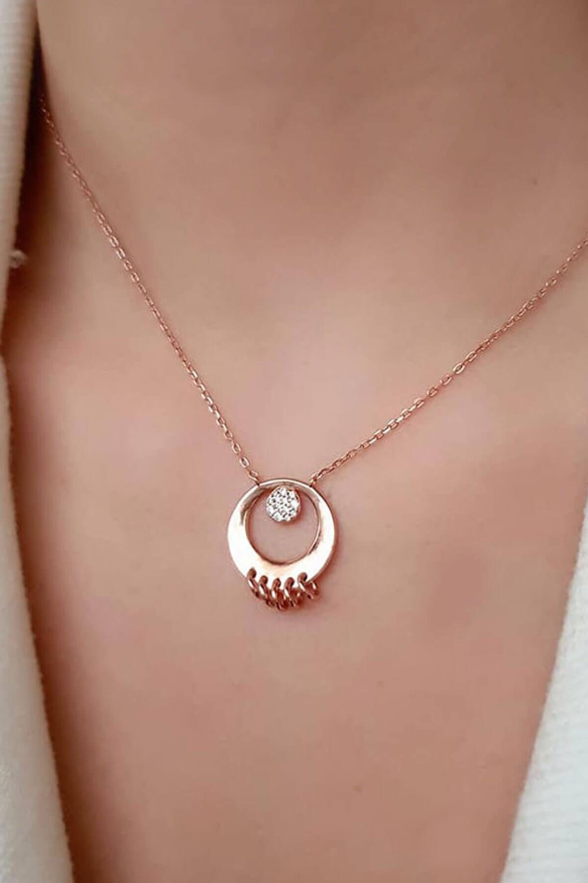 İtalyan tasarımı gümüş rose modern kolye