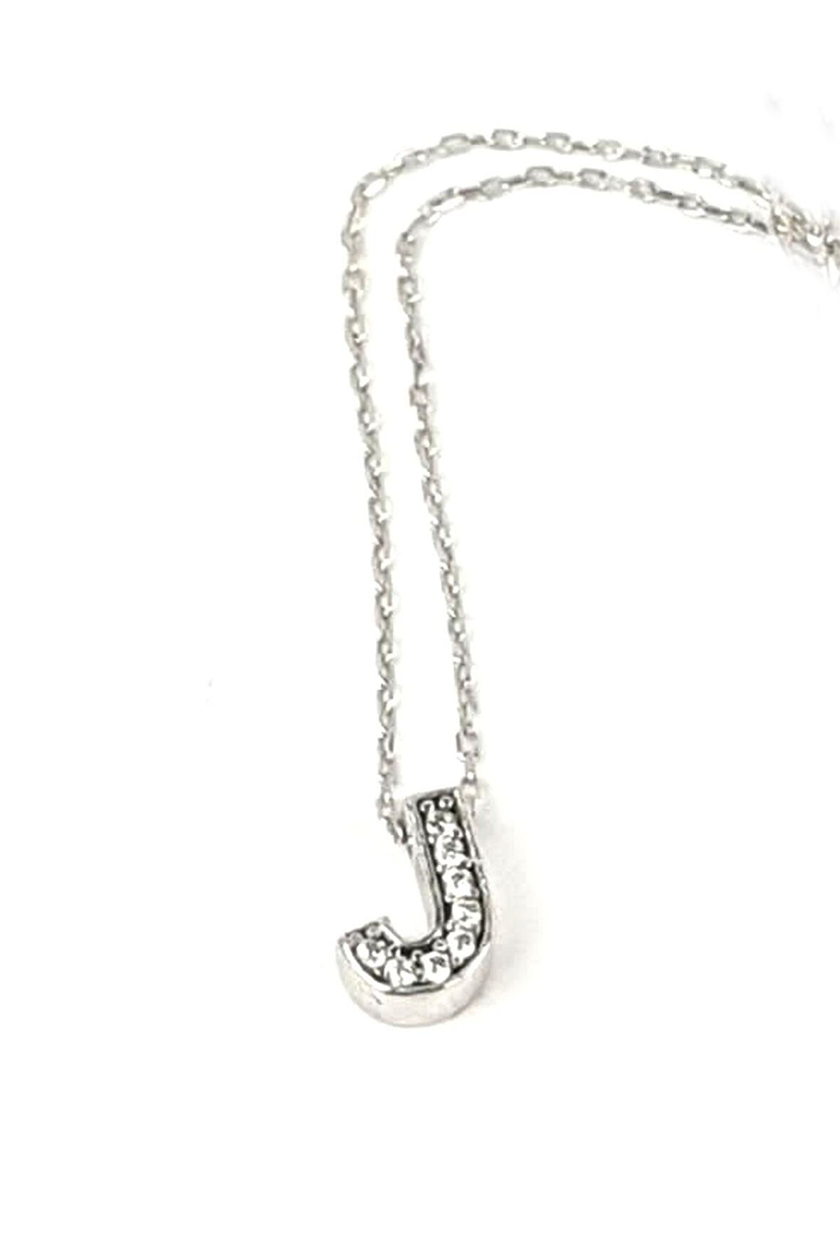 J harfi gümüş minimal kolye