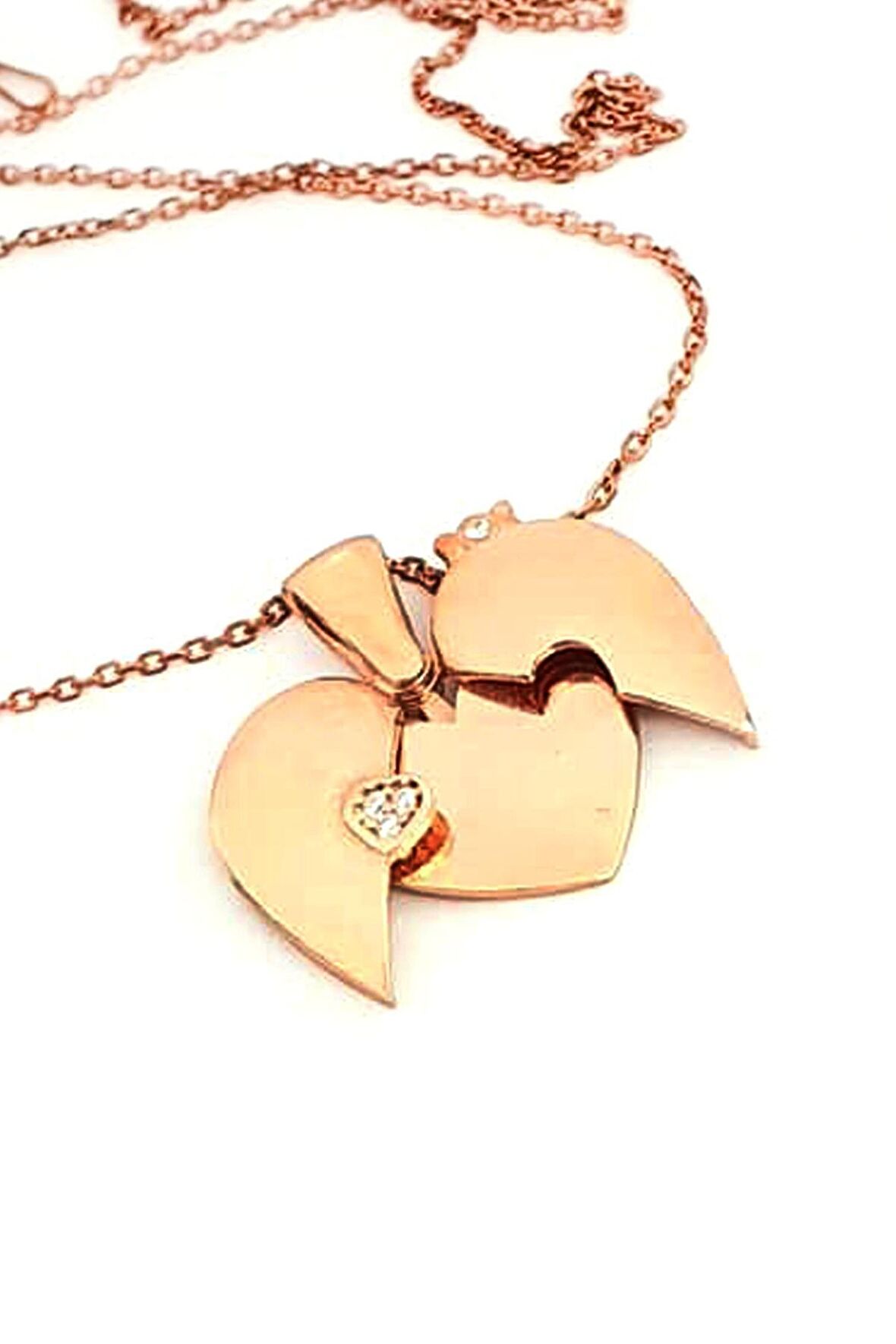 açılan kapanan kapaklı kalp gümüş rose kolye