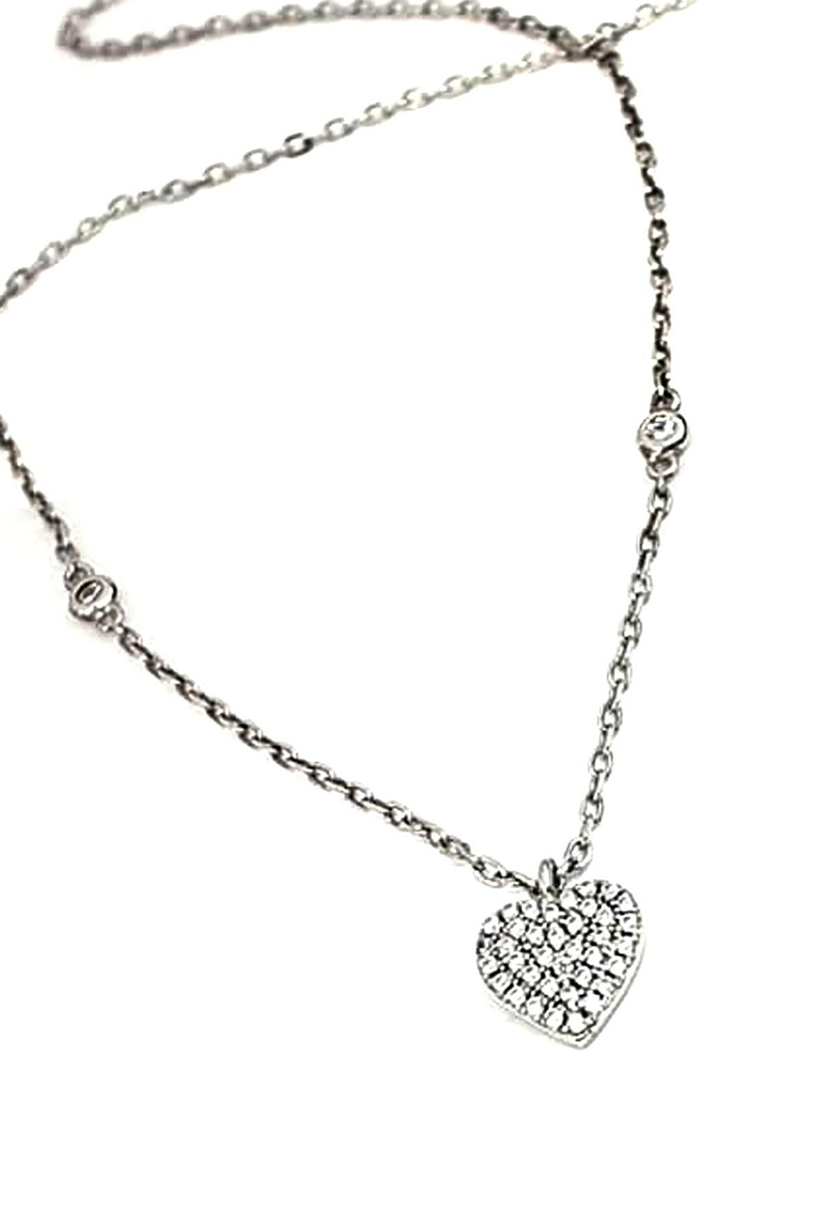 Swarovski taşlı italyan tasarımı kalp figürlü gümüş kolye