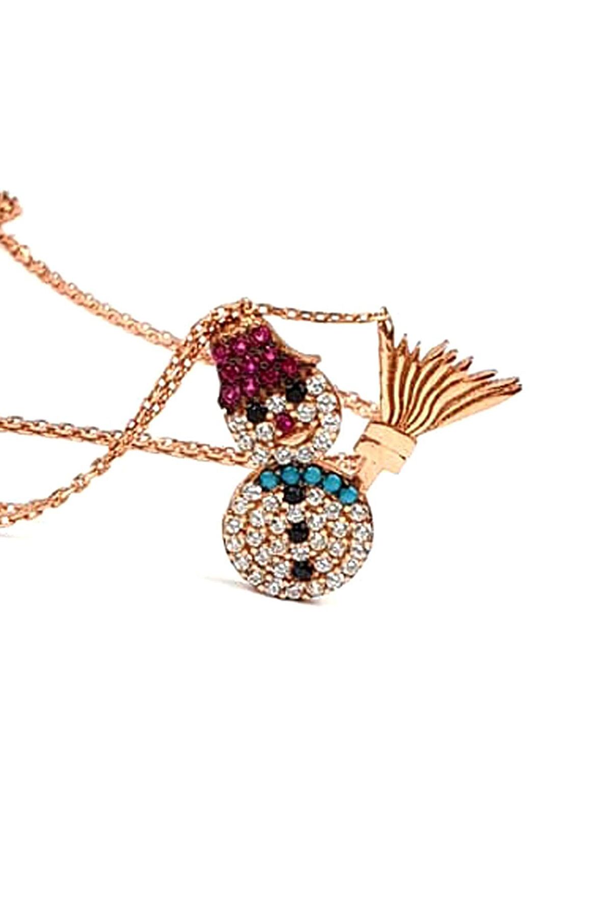 Kardan adam gümüş rose kolye