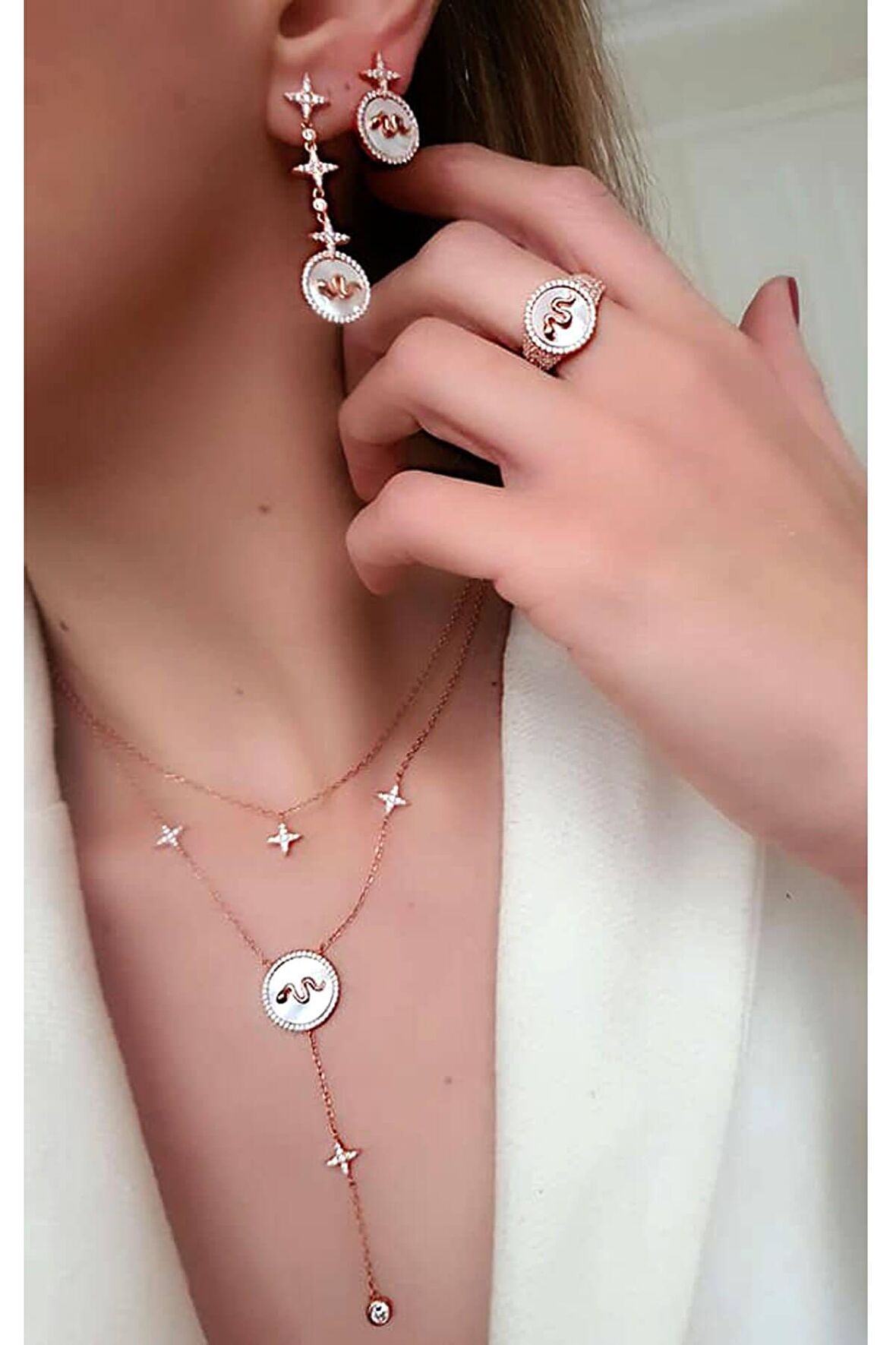 İtalyan tasarımı gümüş rose lüks set takım 