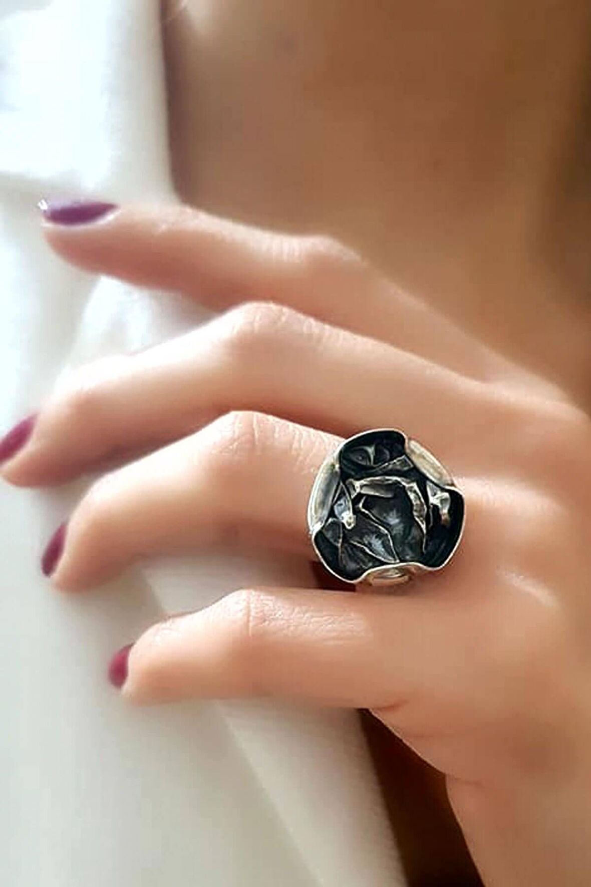 Gümüş el işi tasarım yüzük