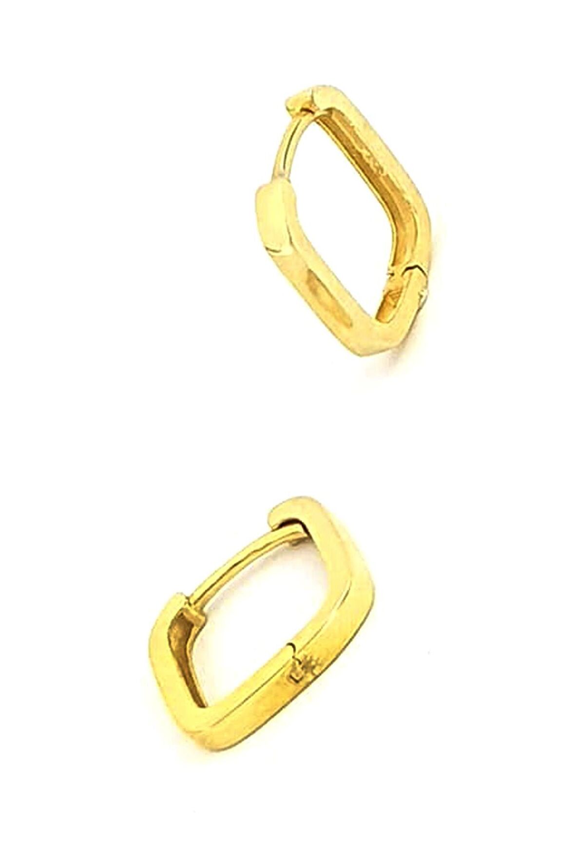 Gümüş üzerine altın kaplama kare halka küpe 1.4 cm çap