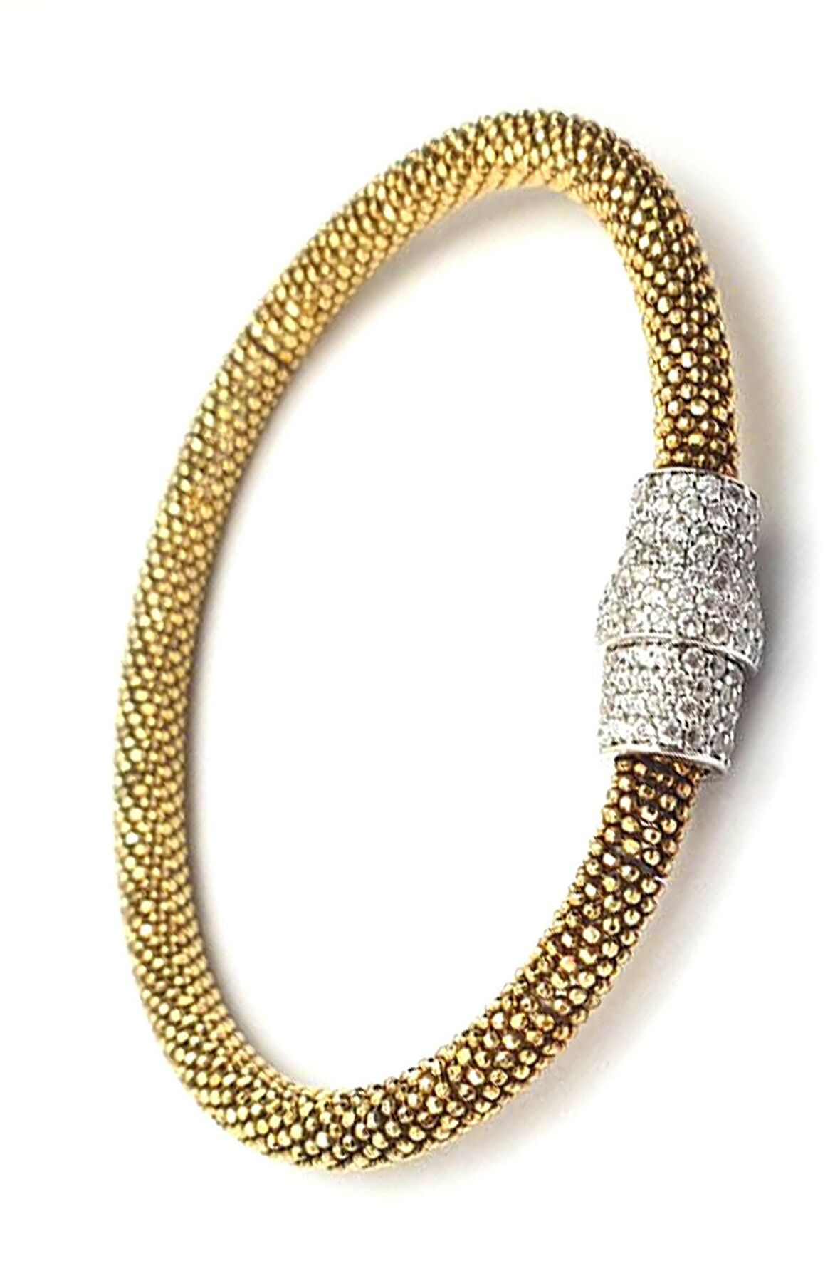 Zirkon taş detaylı gümüş üzerine altın kaplama trend bileklik 