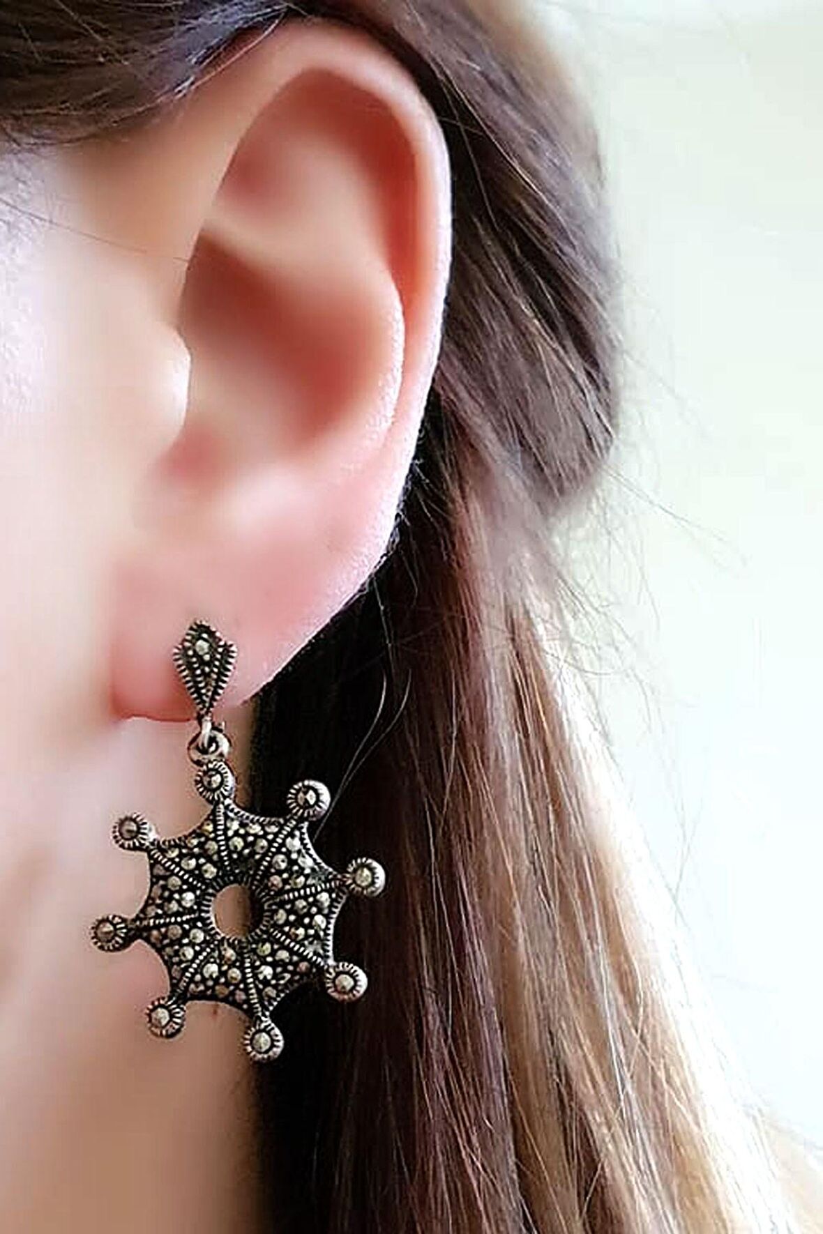 markazit taşlı gümüş trend küpe 