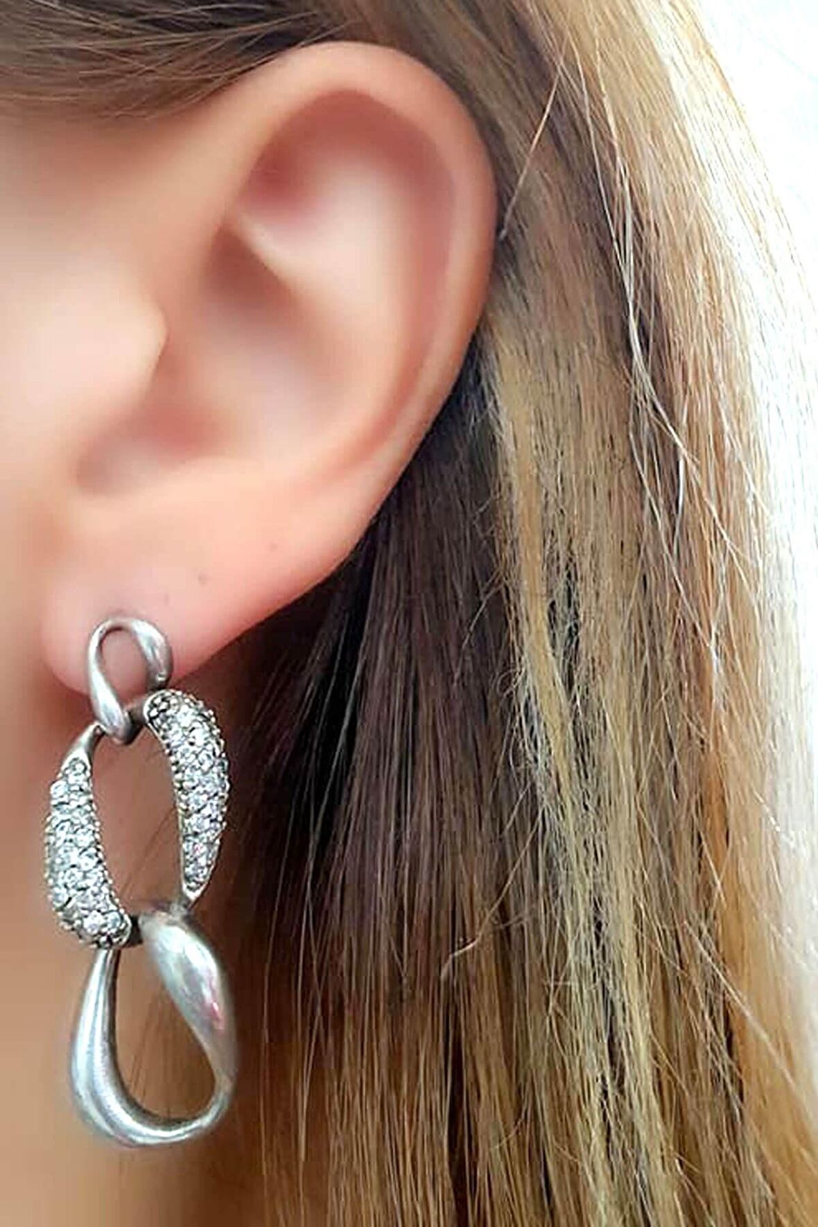 Zirkon taşlı gümüş italyan tasarımı gurmet küpe