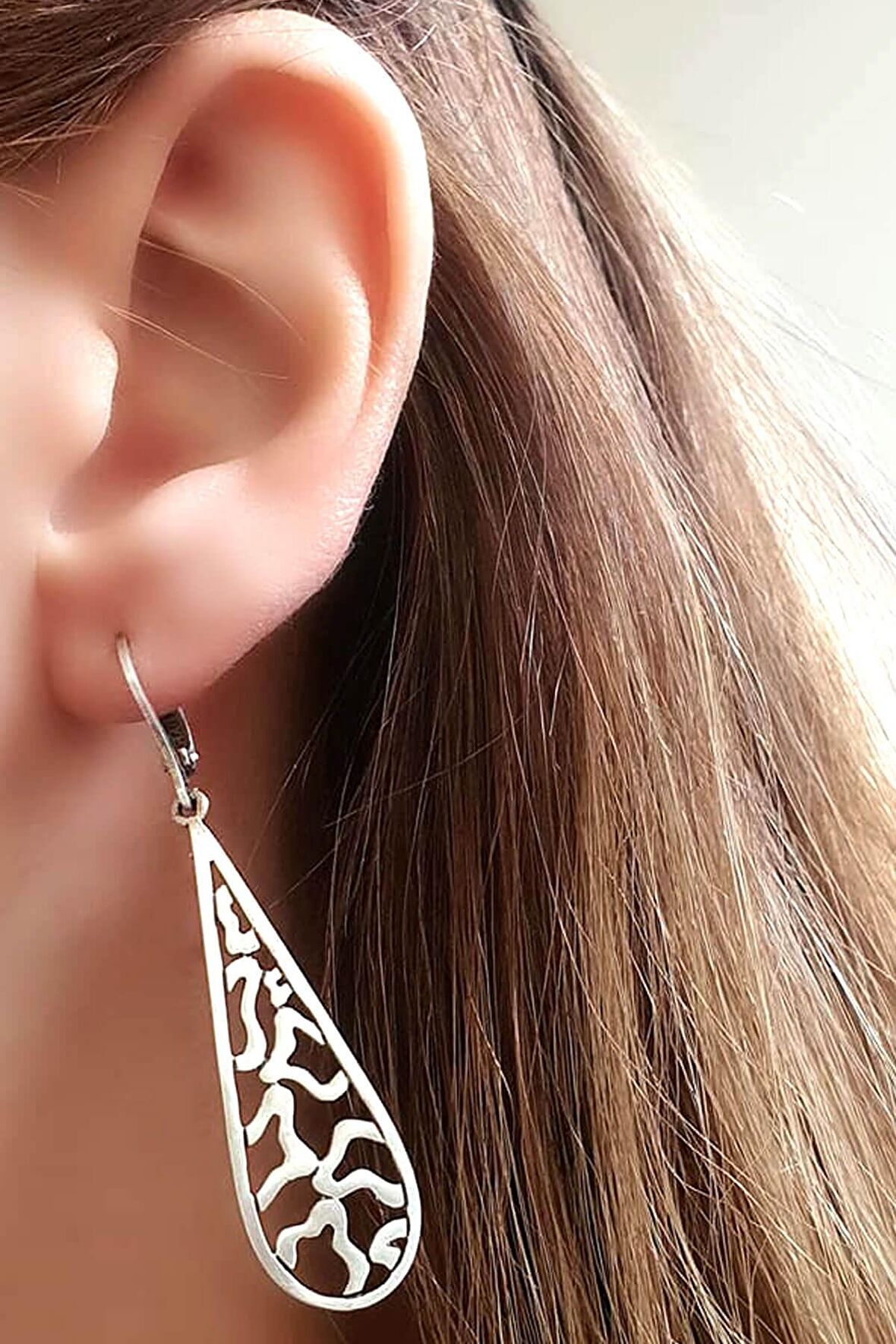 925 ayar gümüş tasarım damla bohem küpe