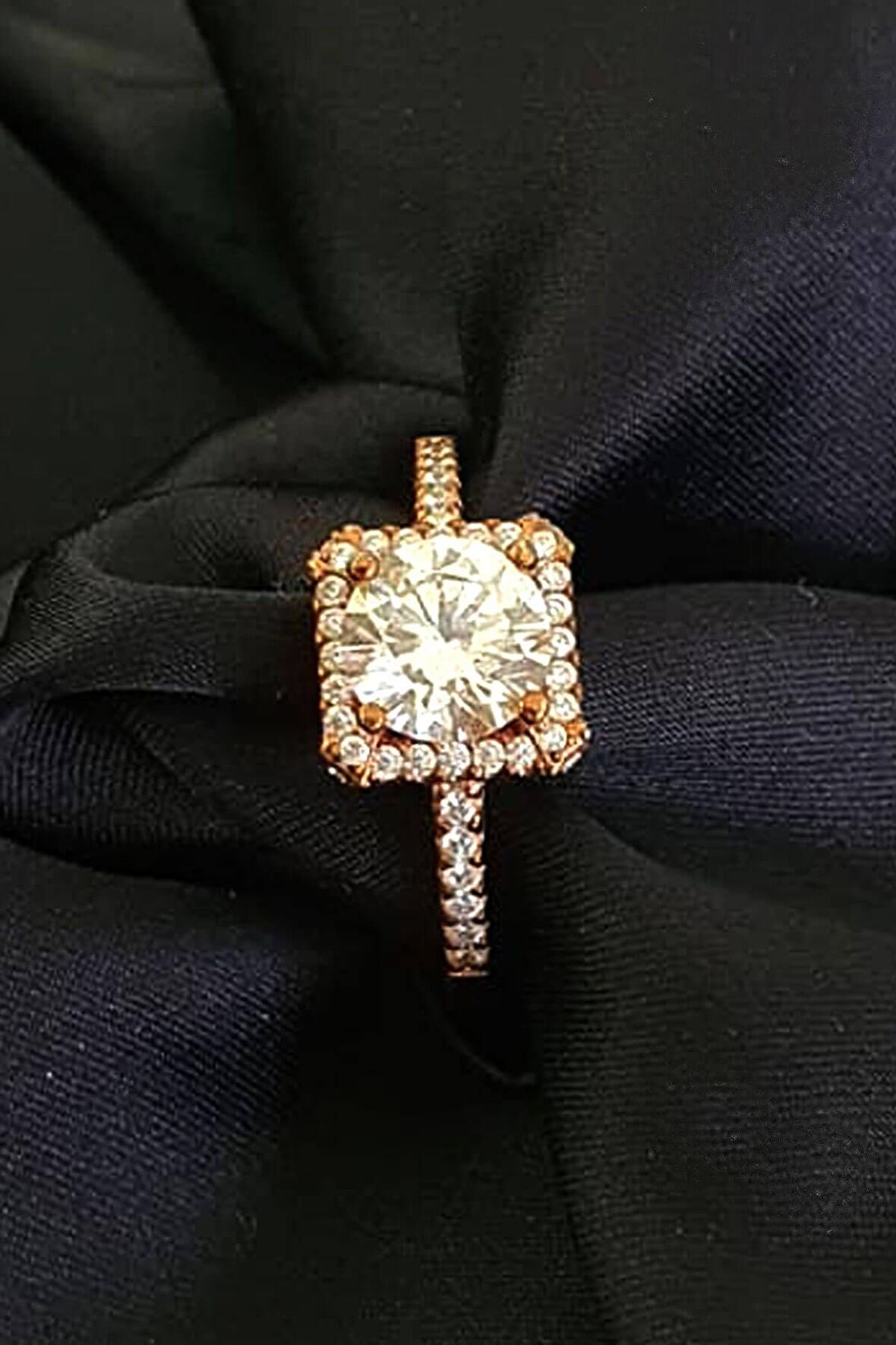 Sky Diamond gümüş rose tek taş yüzük 