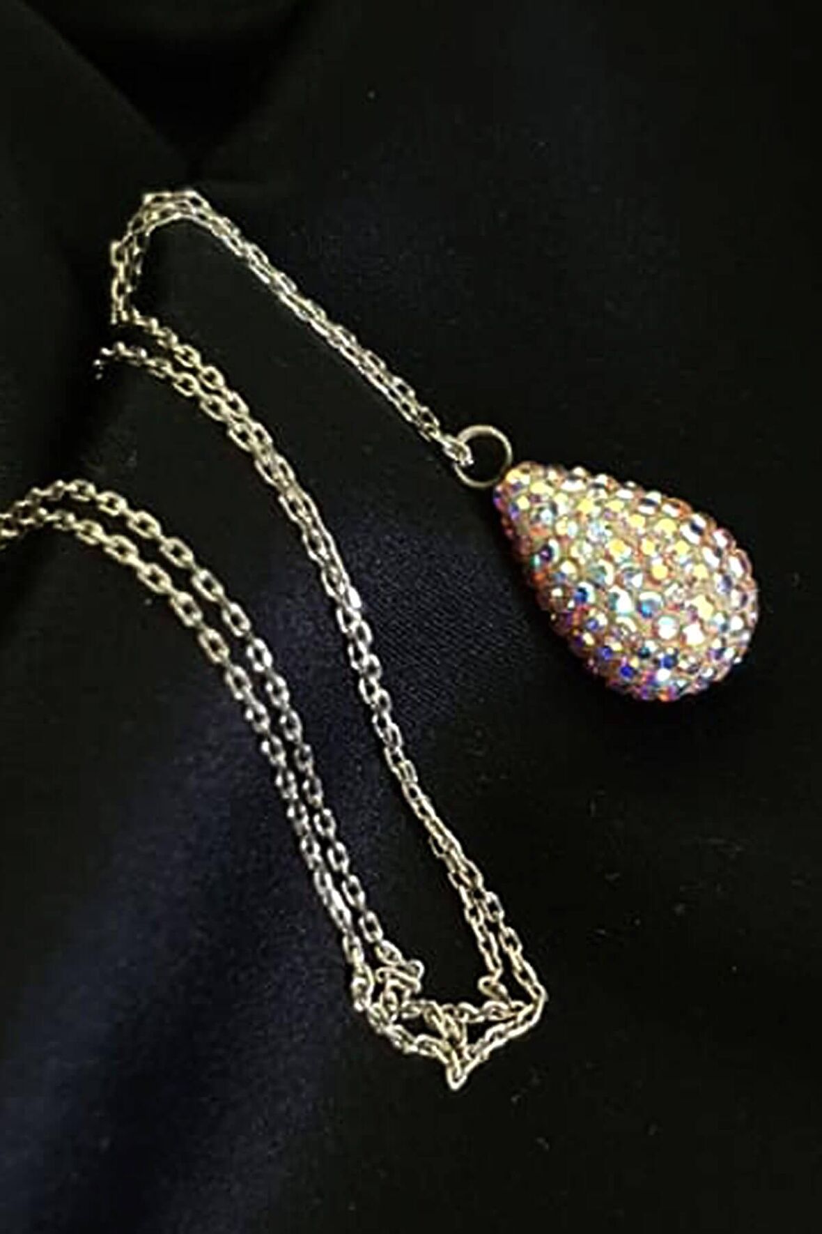 Swarovski taşlı gümüş damla kolye