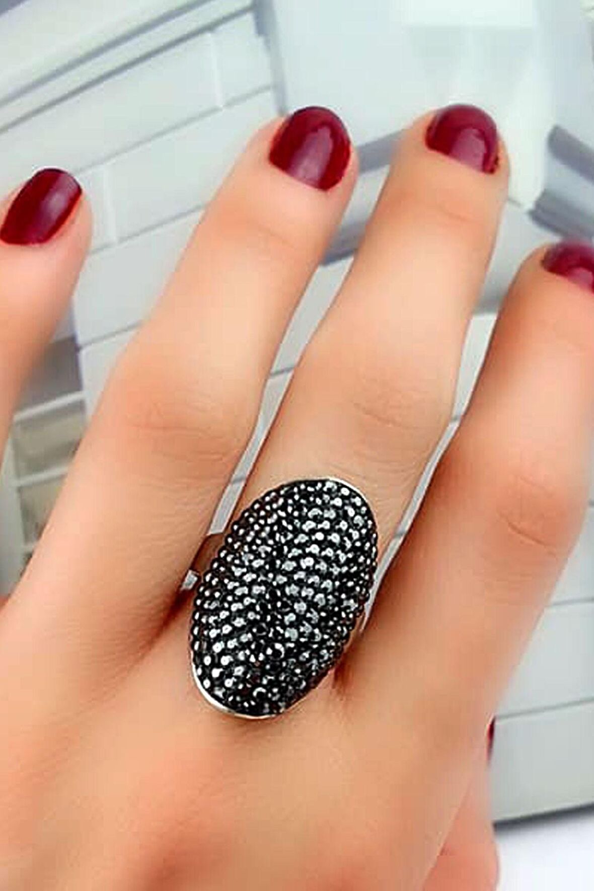 swarovski taşlı gümüş lüks yüzük