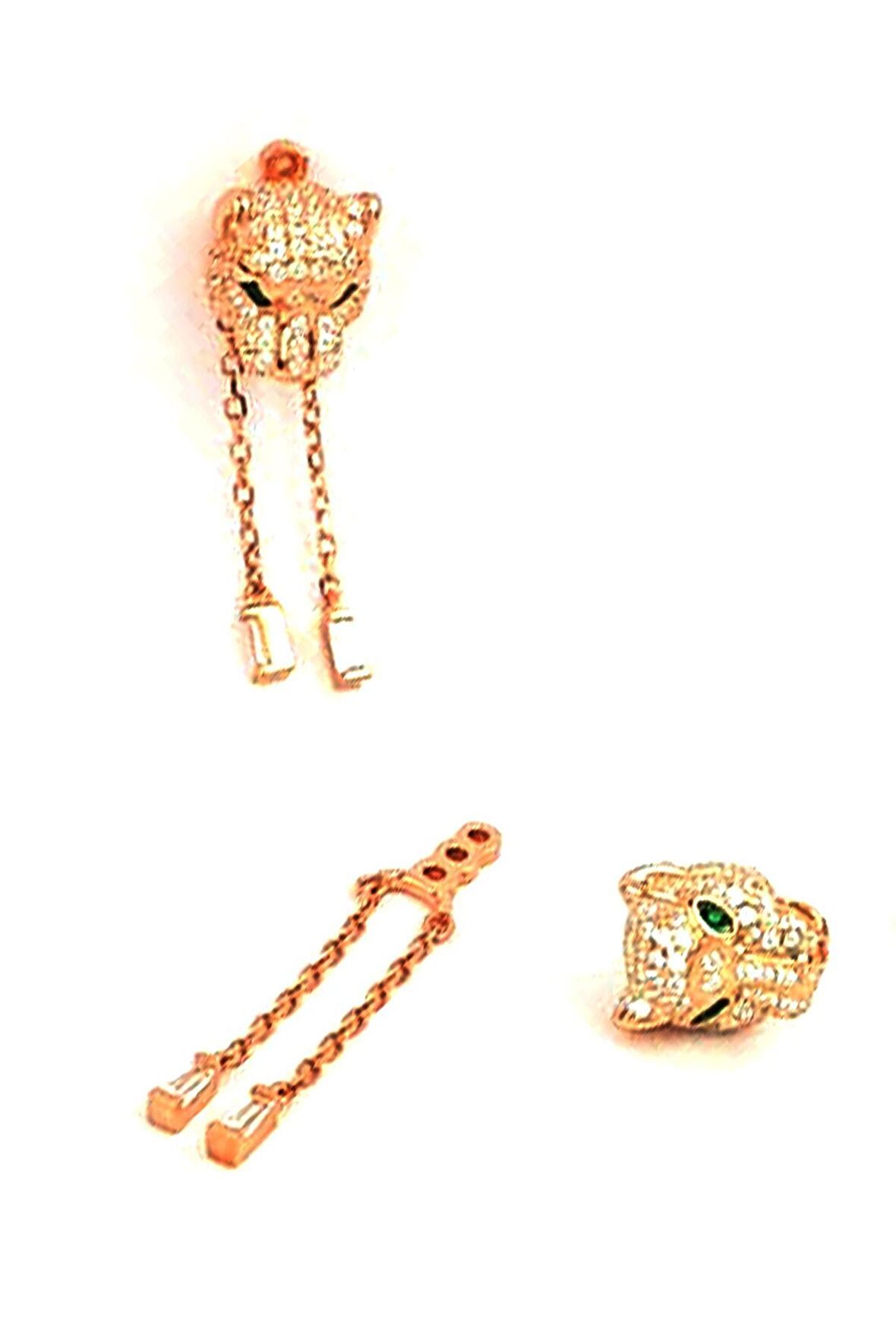İtalyan tasarımı 925 ayar gümüş rose pırlanta ışıltısında zirkon taşlı earcuff Kaplan küpe