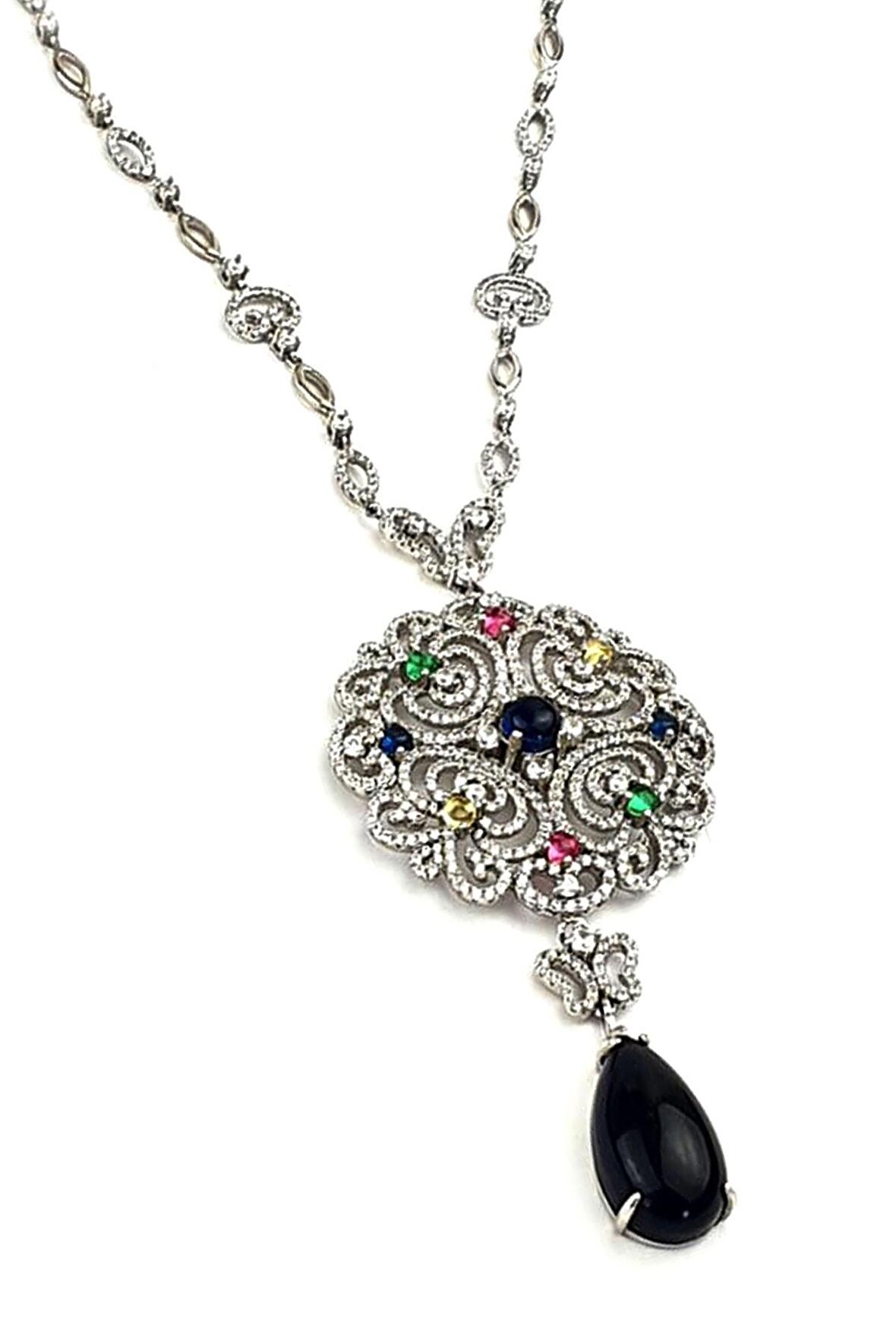 pırlanta ışıltısında zirkon taşlı gümüş lüks tasarım kolye