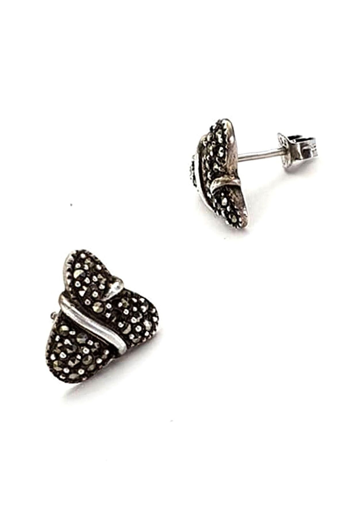 Markazit taş detaylı gümüş küpe