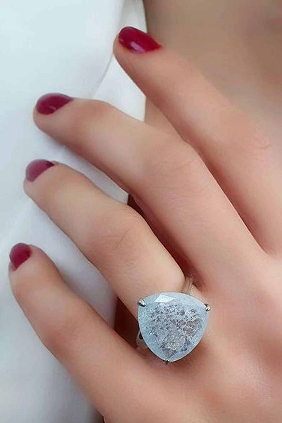 Kristal kuvars taşlı gümüş tasarım yüzük 