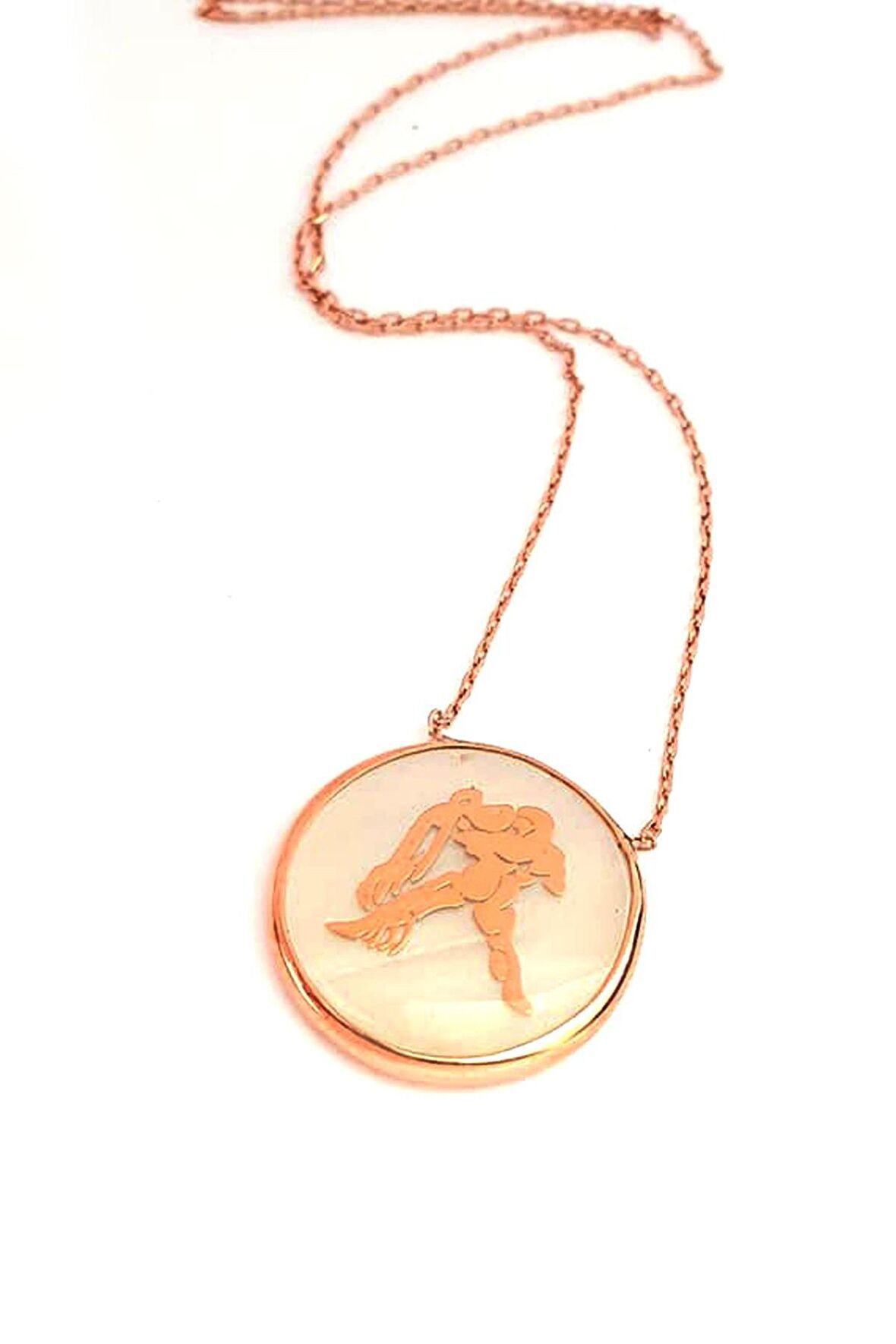 Kova burcu sedef taşlı gümüş Kadın kolye