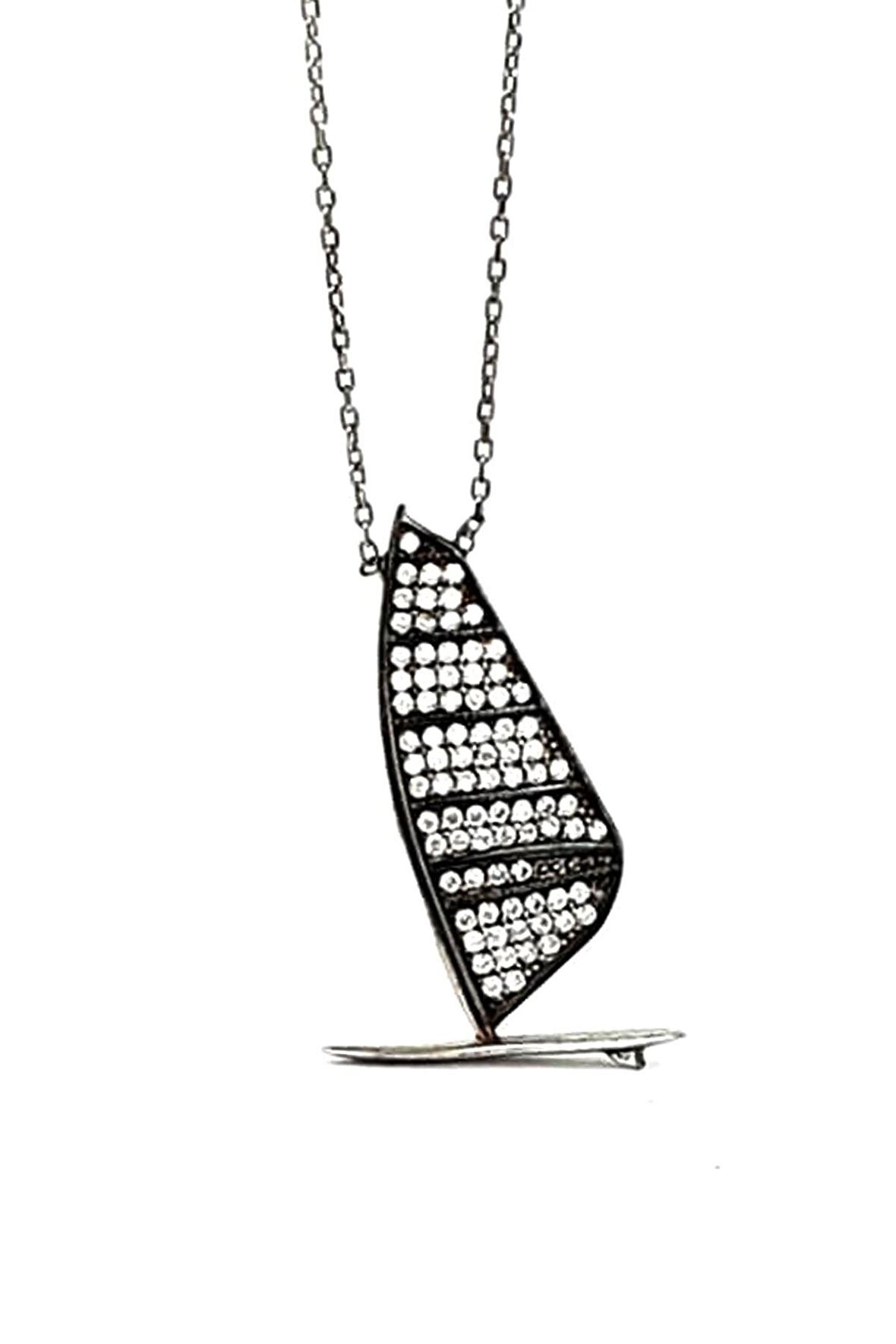 Zirkon taş detaylı 925 ayar gümüş yelkenli tasarım kolye