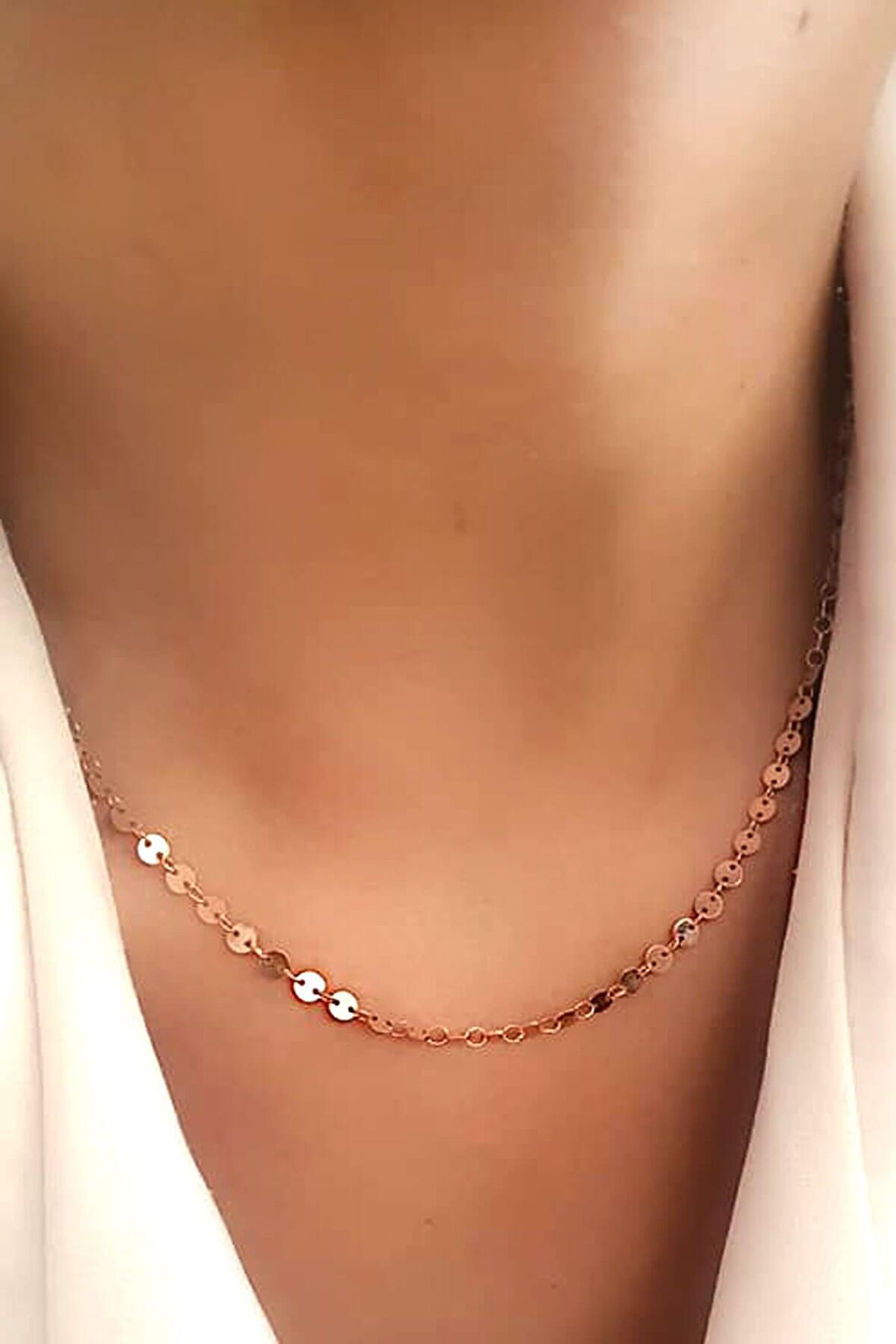 pullu 925 ayar gümüş rose zincir kolye
