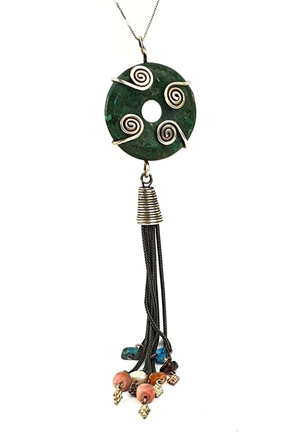 Turkuaz taşlı 925 ayar gümüş tasarım el işi kolye 