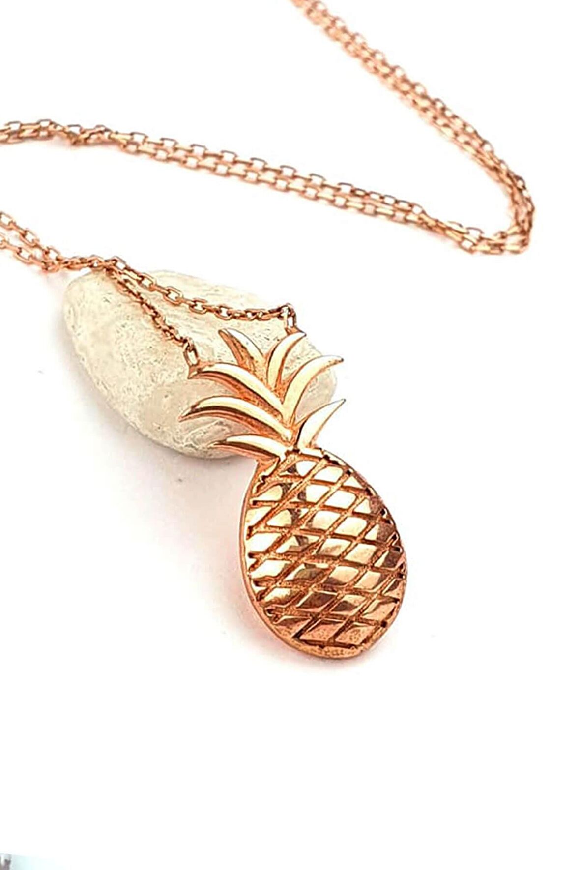 925 ayar gümüş rose ananas kolye