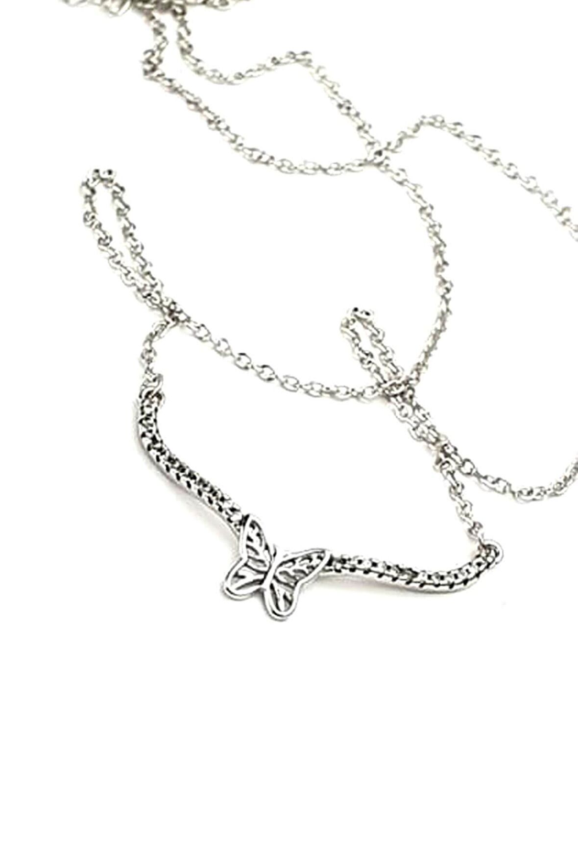 Pırlanta ışıltısında zirkon taşlı 925 ayar gümüş kelebek kolye 