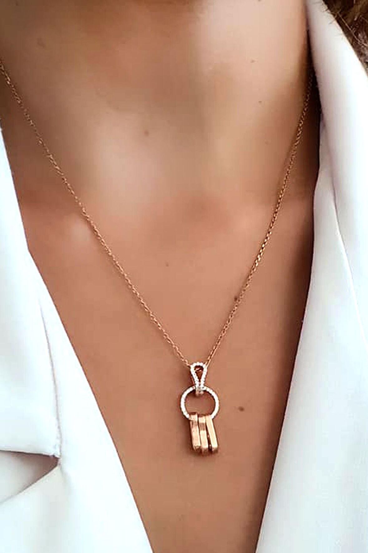 Zinciri Ayarlanabilir asansörlü italyan 925 ayar gümüş rose kolye 