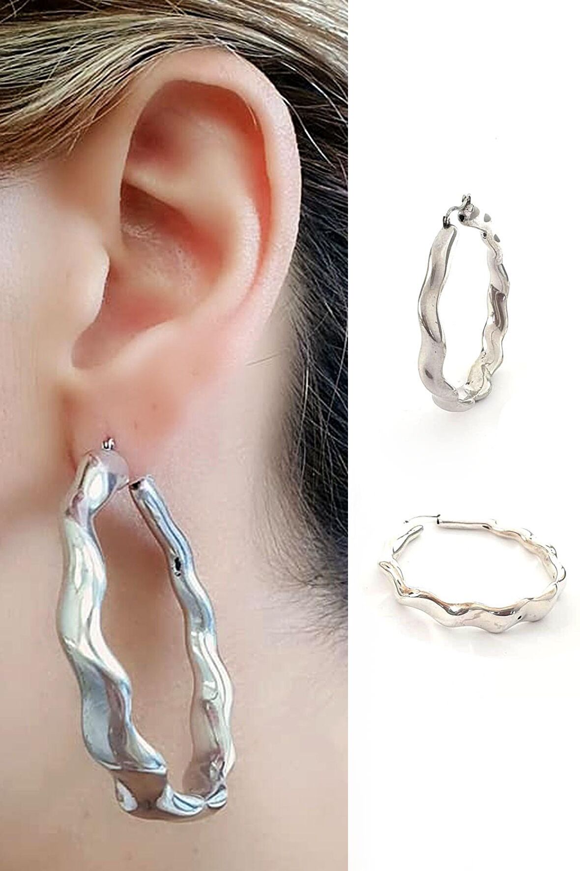 İtalyan 925 ayar gümüş halka küpe