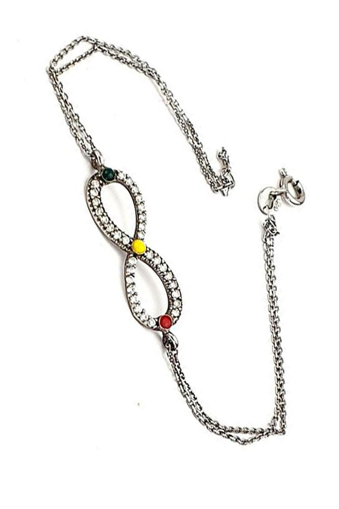 Sonsuzluk figürlü 925 ayar gümüş zirkon taşlı bileklik