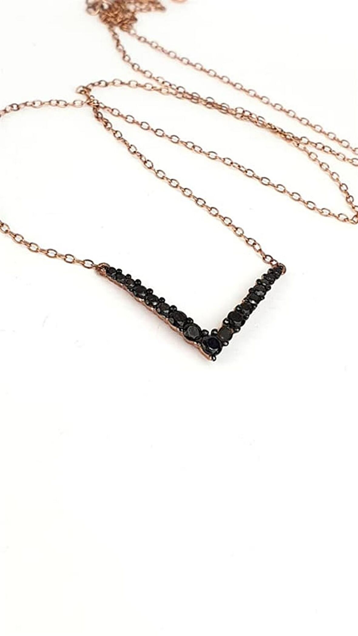 Oniks taşlı 925 ayar gümüş rose modern kolye 