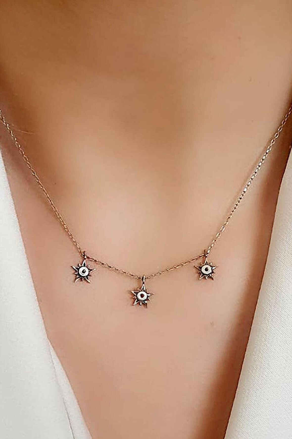 Yıldız figürlü 925 ayar gümüş trend kolye 