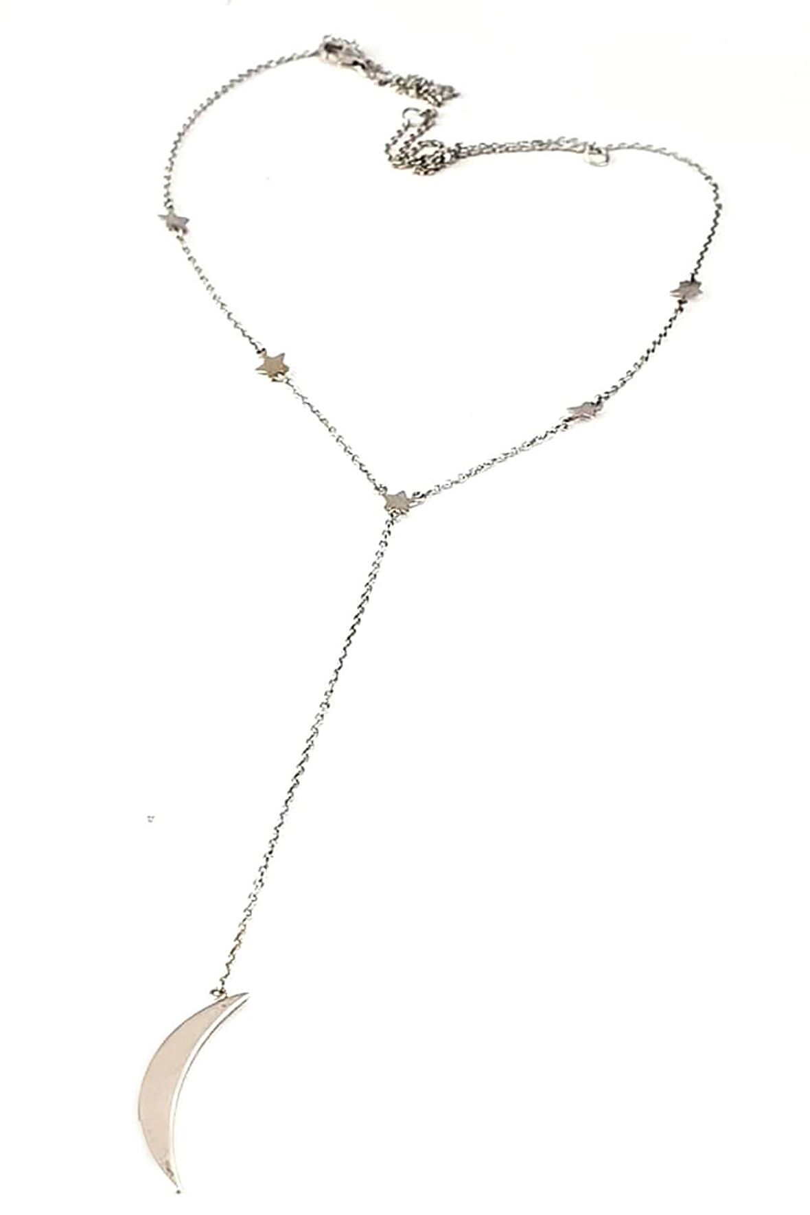 Ay yıldız figürlü 925 ayar gümüş ıtalyan y kolye