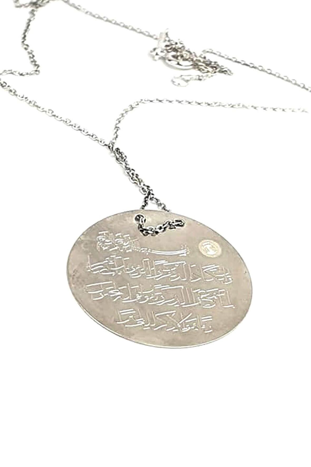 Nazar dualı 925 ayar gümüş plaka kolye