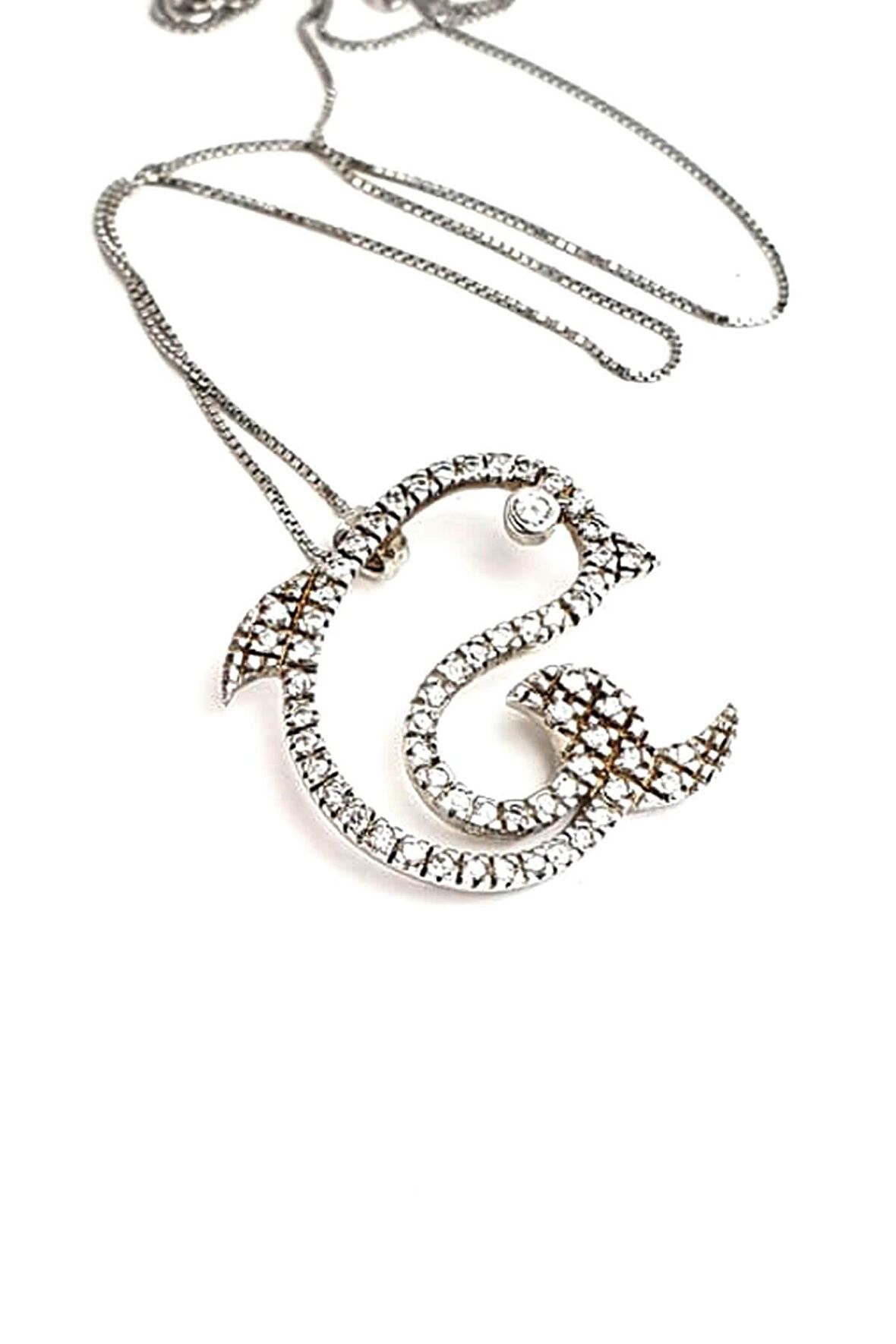 Zirkon taş detaylı 925 ayar gümüş balık kolye