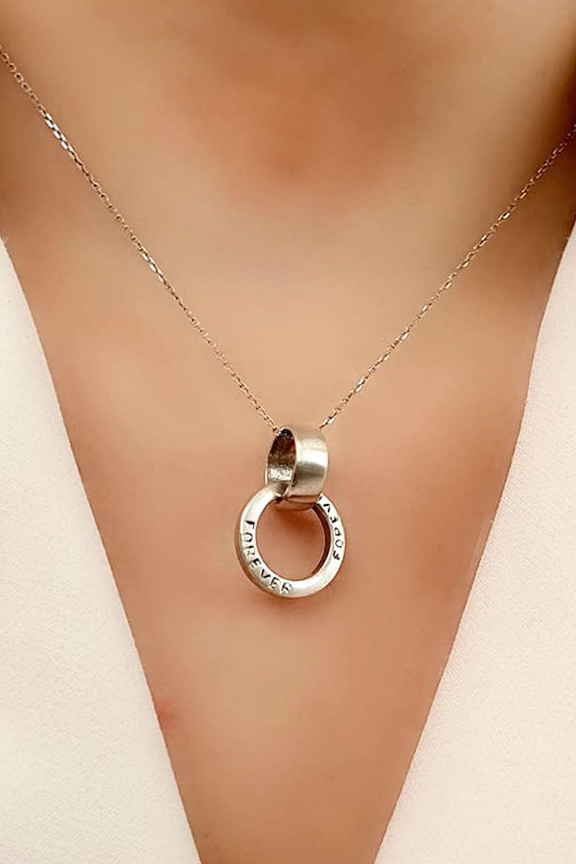 Forever ( sonsuza dek ) yazılı 925 ayar gümüş sevgi bağı kolyesi 