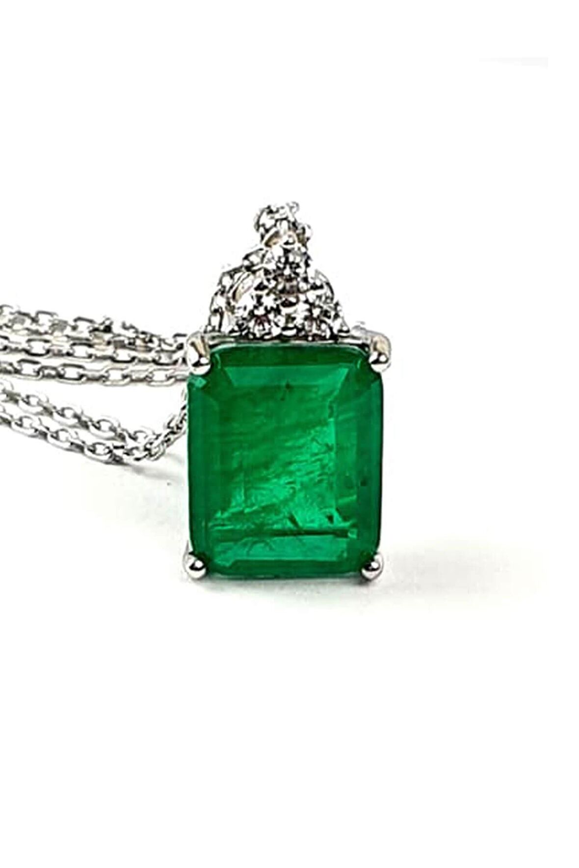 Sky Diamond Green  creative rubies 925 ayar gümüş lüks baget kolye 