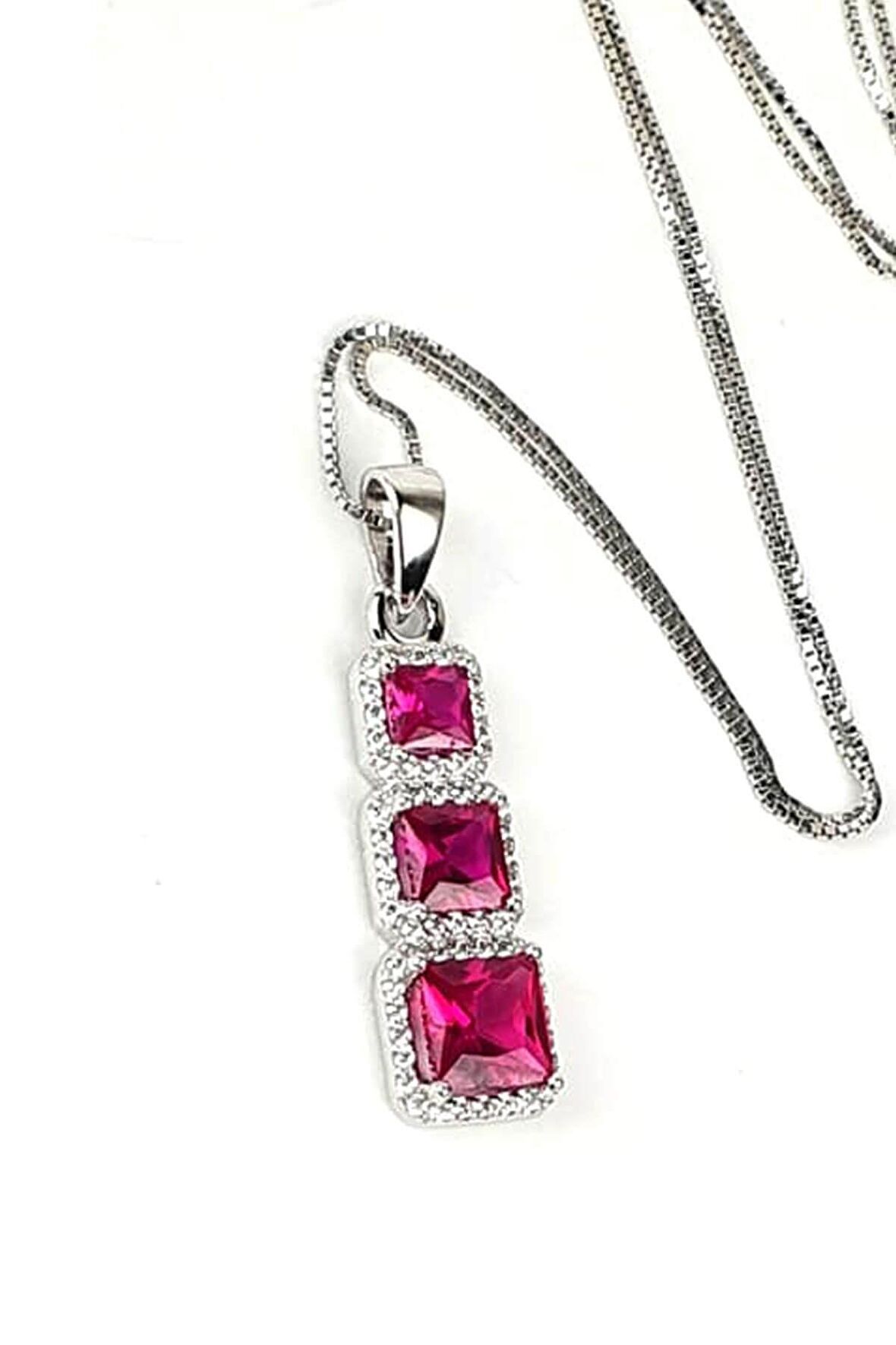 sky Diamond Red creative rubies 925 ayar gümüş lüks kolye